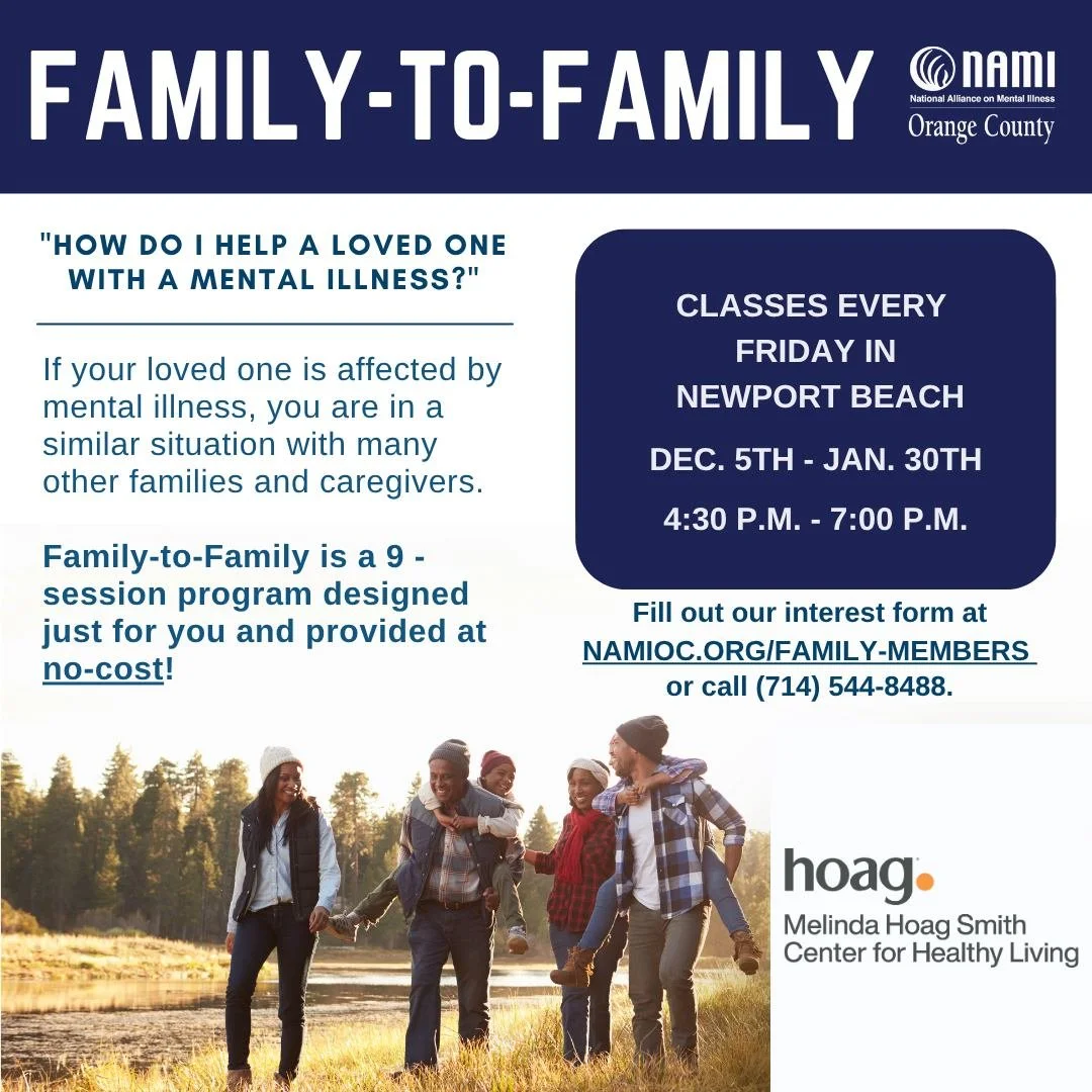 We have a new Family-to-Family program starting Friday, Dec. 5th! Join us to engage in meaningful conversations on supporting loved ones with mental illness. Connect with others going through the similar experiences and gain a sense of community with