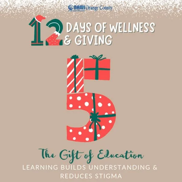 📘 Ngày 5: Món Quà Của Giáo Dục 💚 Hãy dành vài phút hôm nay để đọc điều gì đó giúp mở rộng hiểu biết của bạn về sức khỏe tâm thần. Học hỏi giúp chúng ta trưởng thành và hỗ trợ người khác hiệu quả hơn. 🎁 Tải xuống Thẻ Quà Tặng Sức Khỏe hôm nay: “Một Món Quà của Giáo Dục”