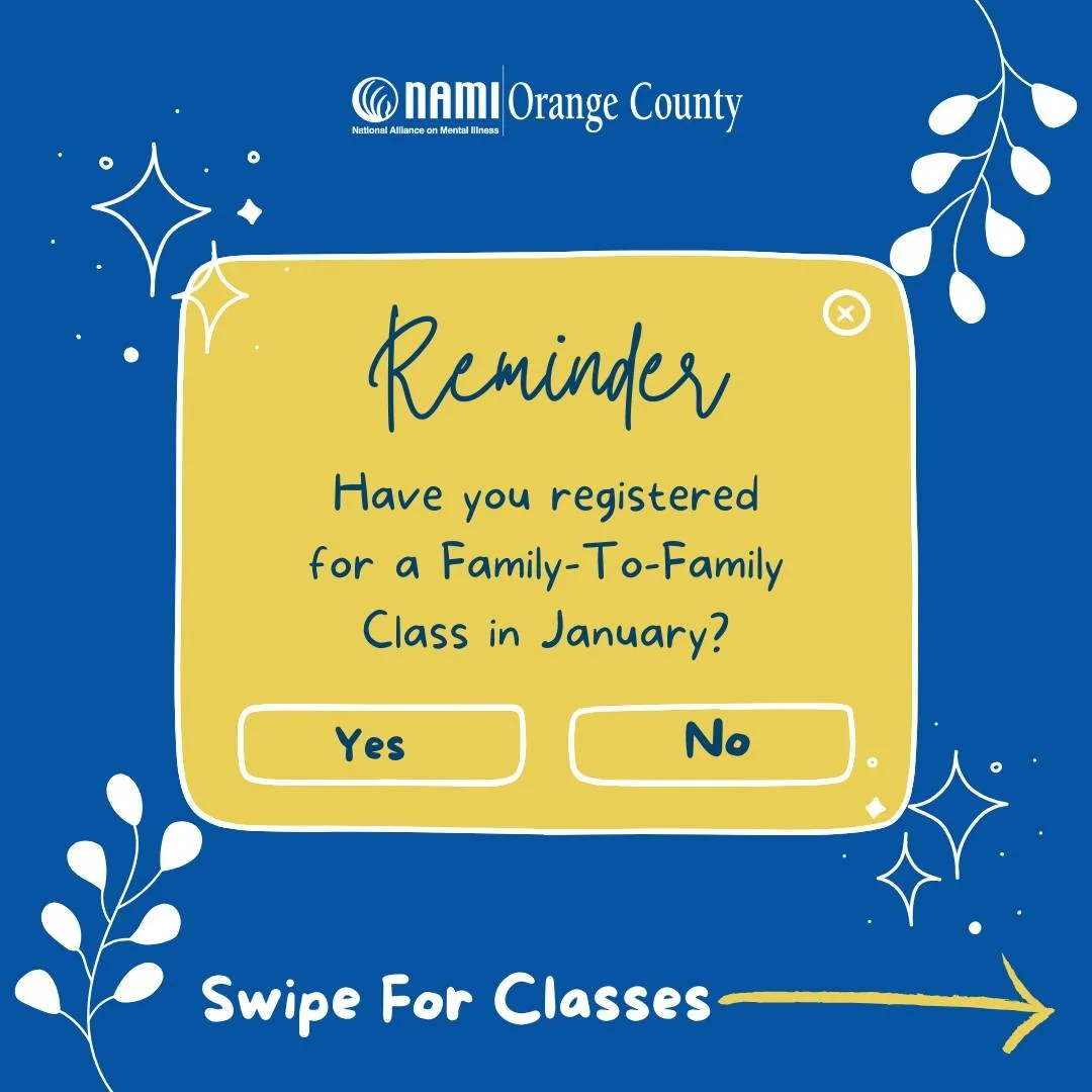 🌟 New Year, New Connections! 🌟 Join us for our upcoming Family-to-Family classes starting this January! Learn, share, and grow alongside other families navigating similar journeys.

📅 Upcoming Classes:
Class 1: Tuesdays, starting January 6th in Or