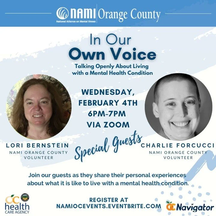 Join us on February 4th for In Our Own Voice, a powerful presentation led by individuals with lived experience of mental health conditions. Through personal stories of challenge and recovery, this event builds understanding, breaks stigma, and remind