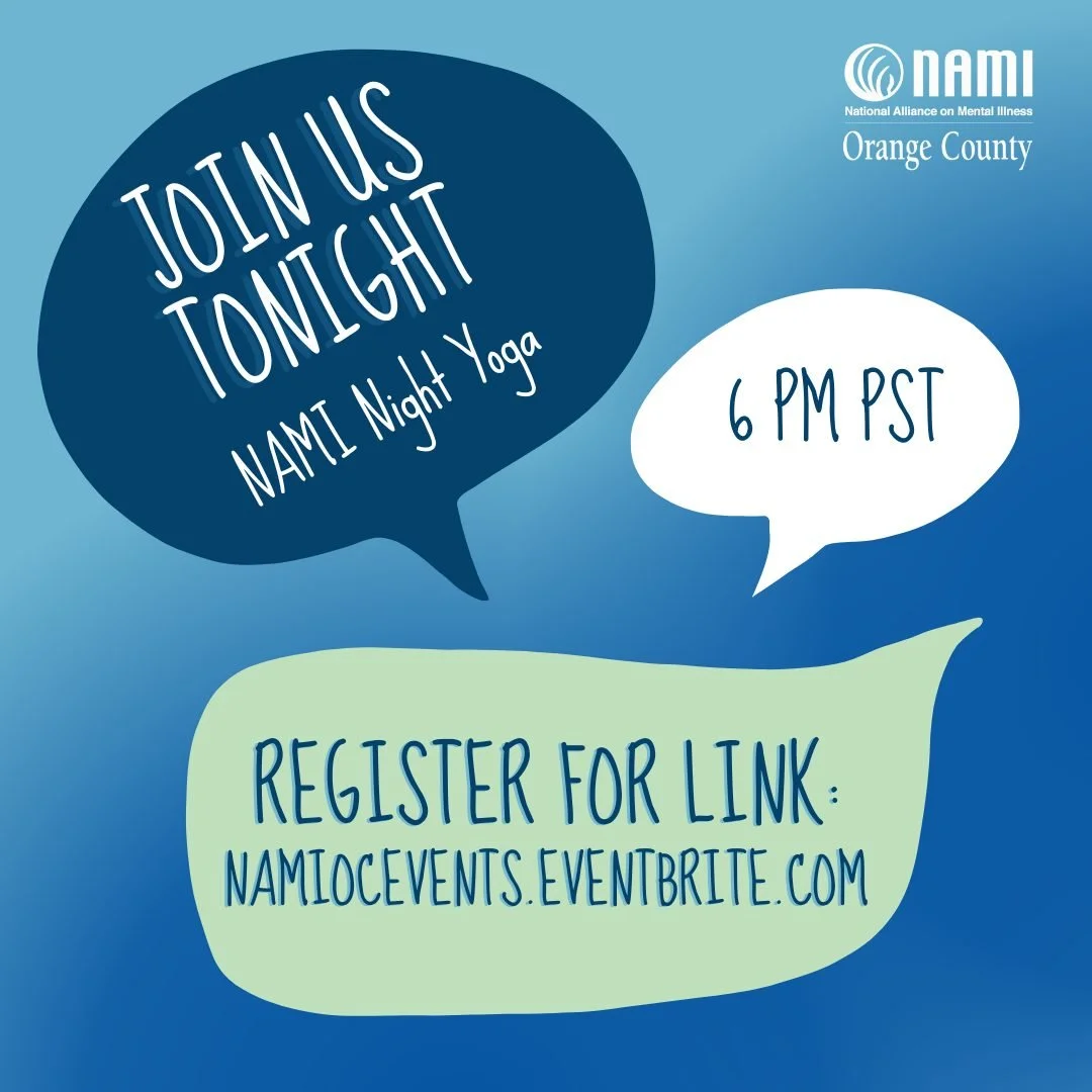 🌙 NAMI Nights: Virtual Yoga &mdash; tonight at 6pm on Zoom
Join us for a gentle yoga flow designed for a mid-week refresh for all ages and experience levels. Come as you are &mdash; no pressure, just movement and mindfulness.
👉 Register on Eventbri