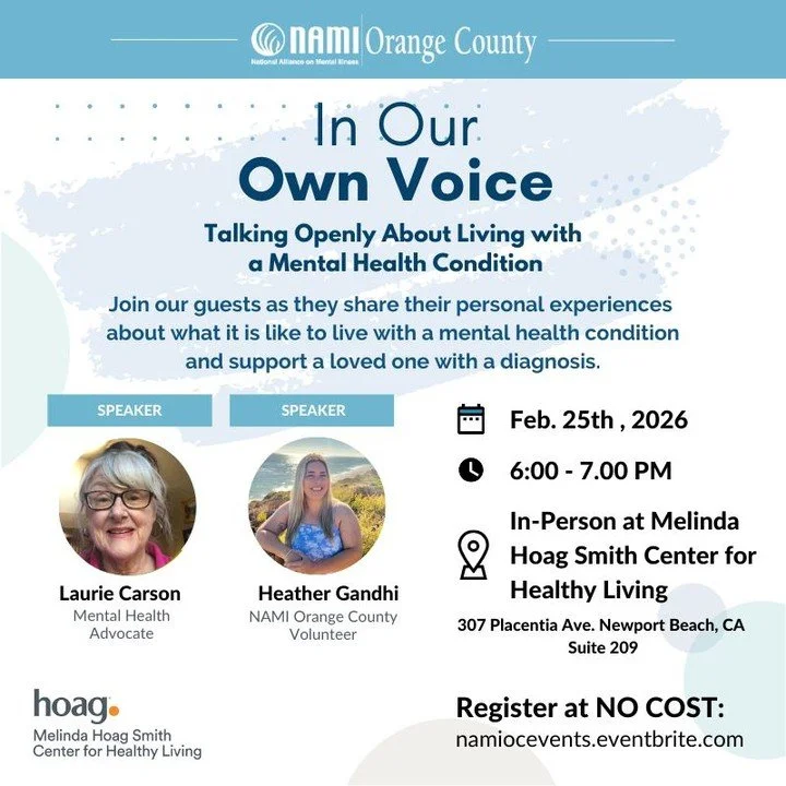 Real stories. Real recovery. 💚

Join us tomorrow evening for In Our Own Voice, where two speakers share their personal journeys with mental health and the path toward recovery. These stories help change the way we see mental health.

📍 Melinda Hoag