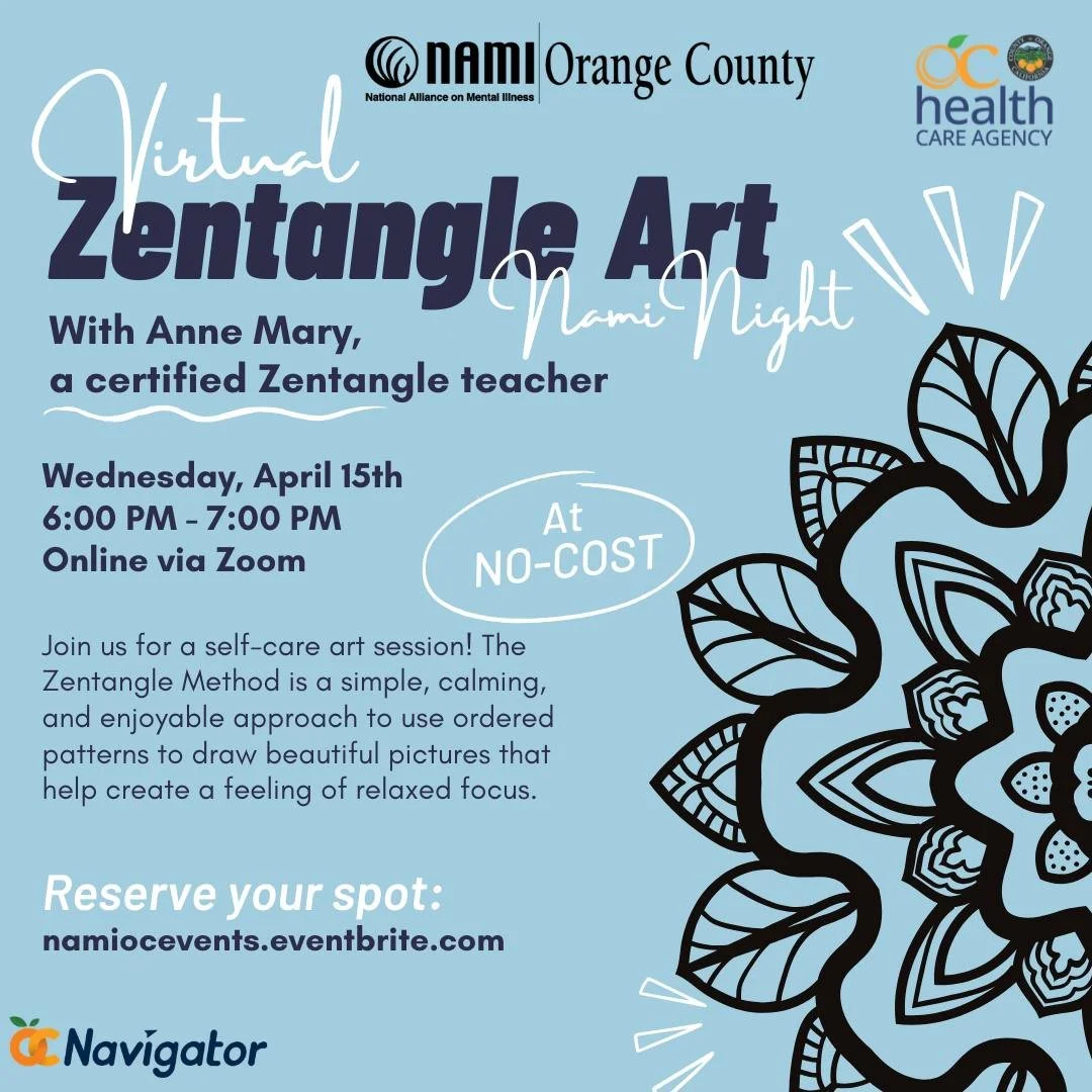 Tómate un respiro y crea algo relajante ✍️
Únete a nosotros en la «NAMI Night: Zentangle» el 15 de abril: una relajante sesión de dibujo paso a paso diseñada para ayudarte a bajar el ritmo, recargar pilas y desconectar. ¡No hace falta tener experiencia en arte!

💬 Escribe «ZEN» en los comentarios para inscribirte 
