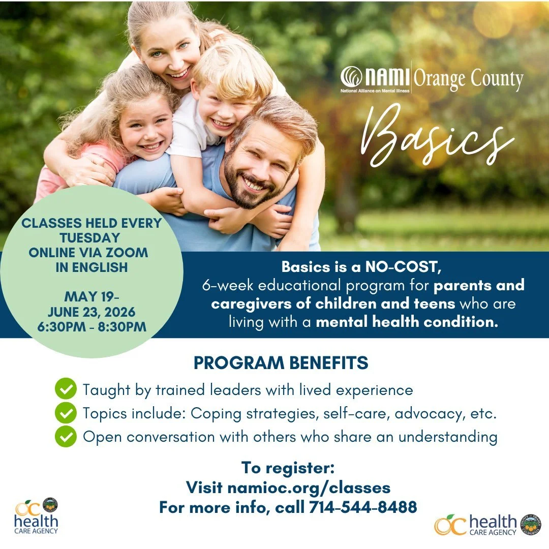 If you&rsquo;ve been wondering how to support your child or teen through mental health challenges, Basics is for you!

Starting 5/19, this 6-week, no-cost class is designed for parents/caregivers of youth. You&rsquo;ll learn:
&bull; how mental health