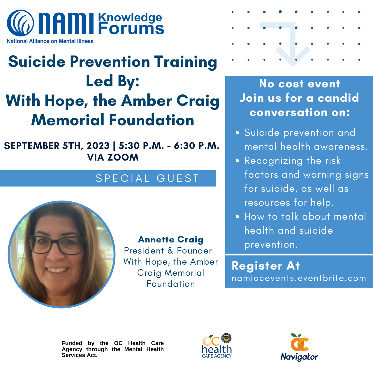 KNOWLEDGE FORUM: Suicide Prevention Training via ZOOM — NAMI Orange County