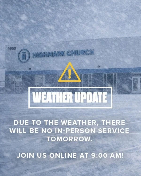 ❄️Weather Update ❄️ It&rsquo;s a Highmark Blizzard 😂

Due to the timing and expected conditions tomorrow morning, we are canceling in-person services. Join us online tomorrow at 9:00 am for worship and a short message from our 21 Days of Prayer and 