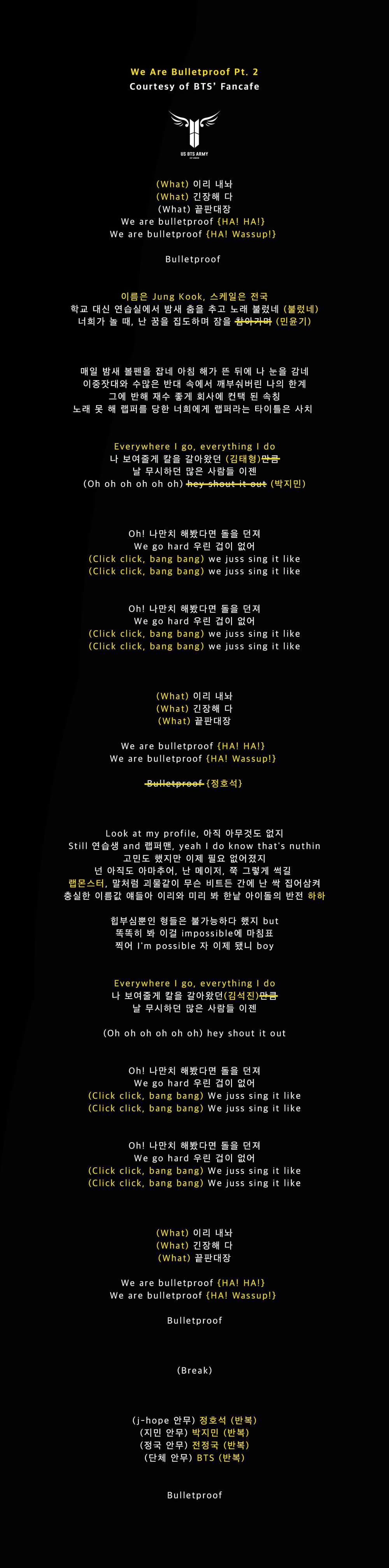 Official We Are Bulletproof Pt 2 Fanchant Us Bts Army