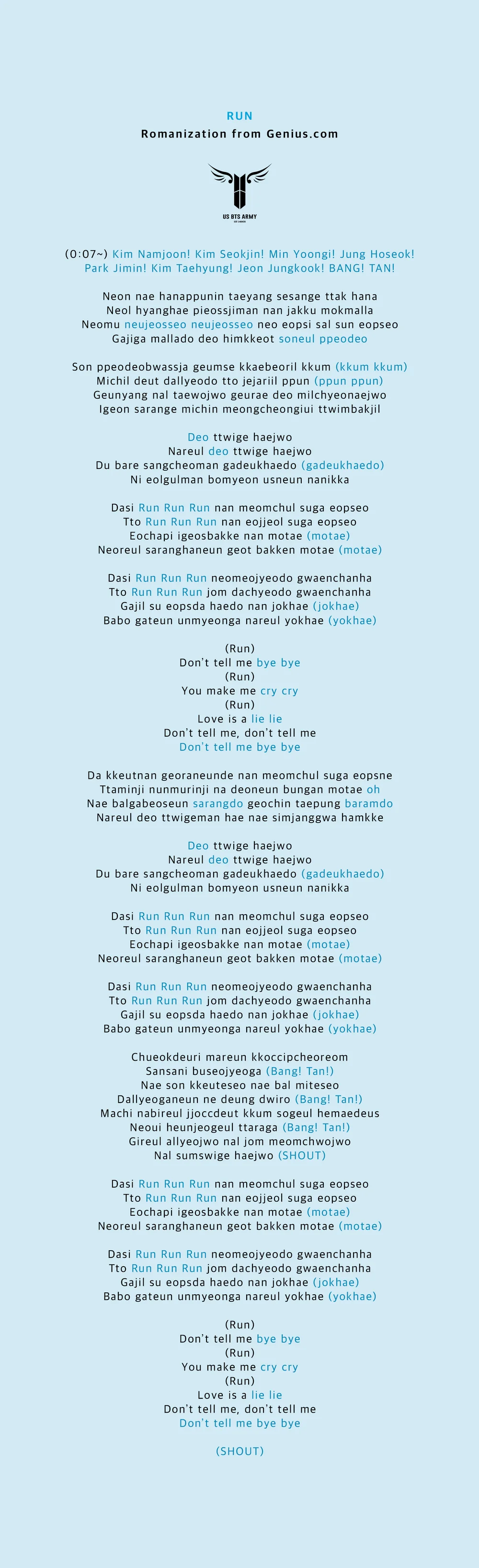 Official Run Fanchant Us Bts Army