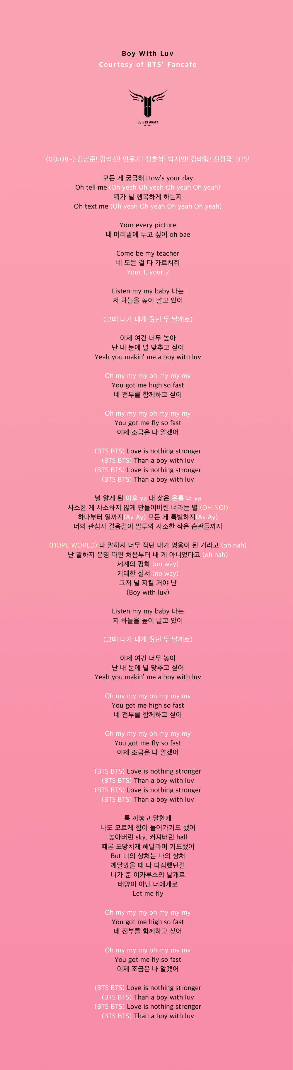 Official Boy With Luv Fanchant Us Bts Army
