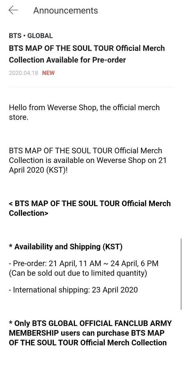 MAP OF THE SOUL TOUR Official GLOBAL Merch Collection — US 