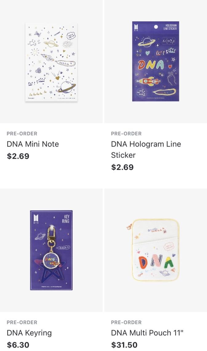 BTS DNA - Mini Note, Hologram Line Sticker, Keyring, Multi Pouch 11”