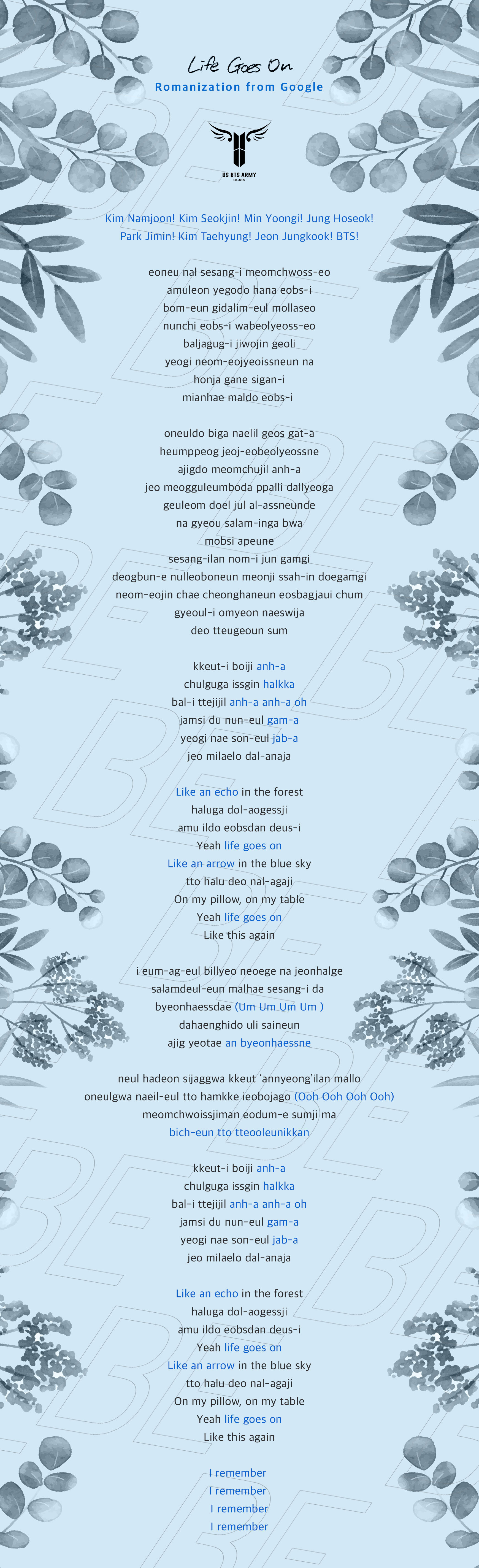 Life Goes On Fanchant Us Bts Army