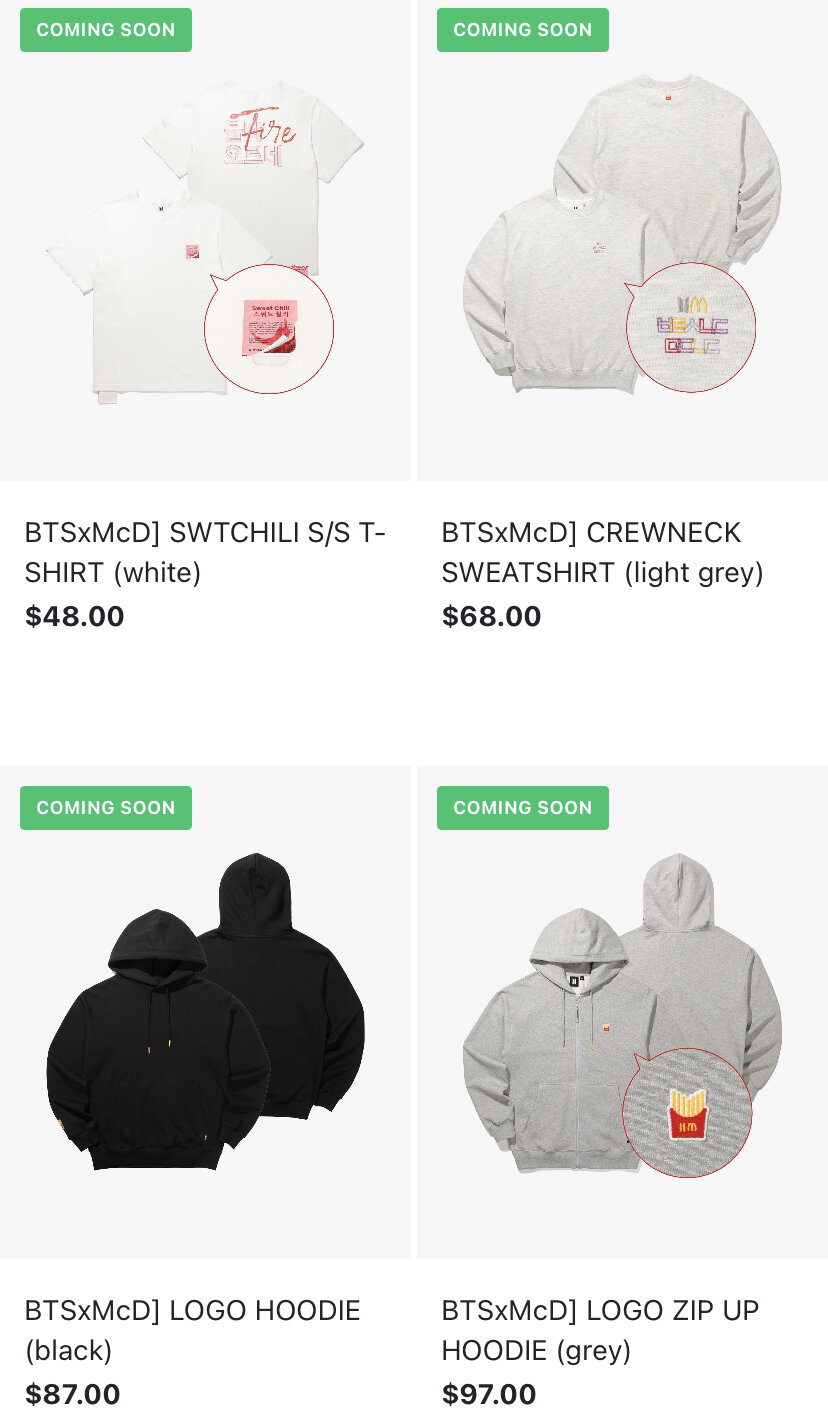 White sweetchili tshirt, grey crew crewneck sweatshirt, black logo hoodie, grey logo zip up