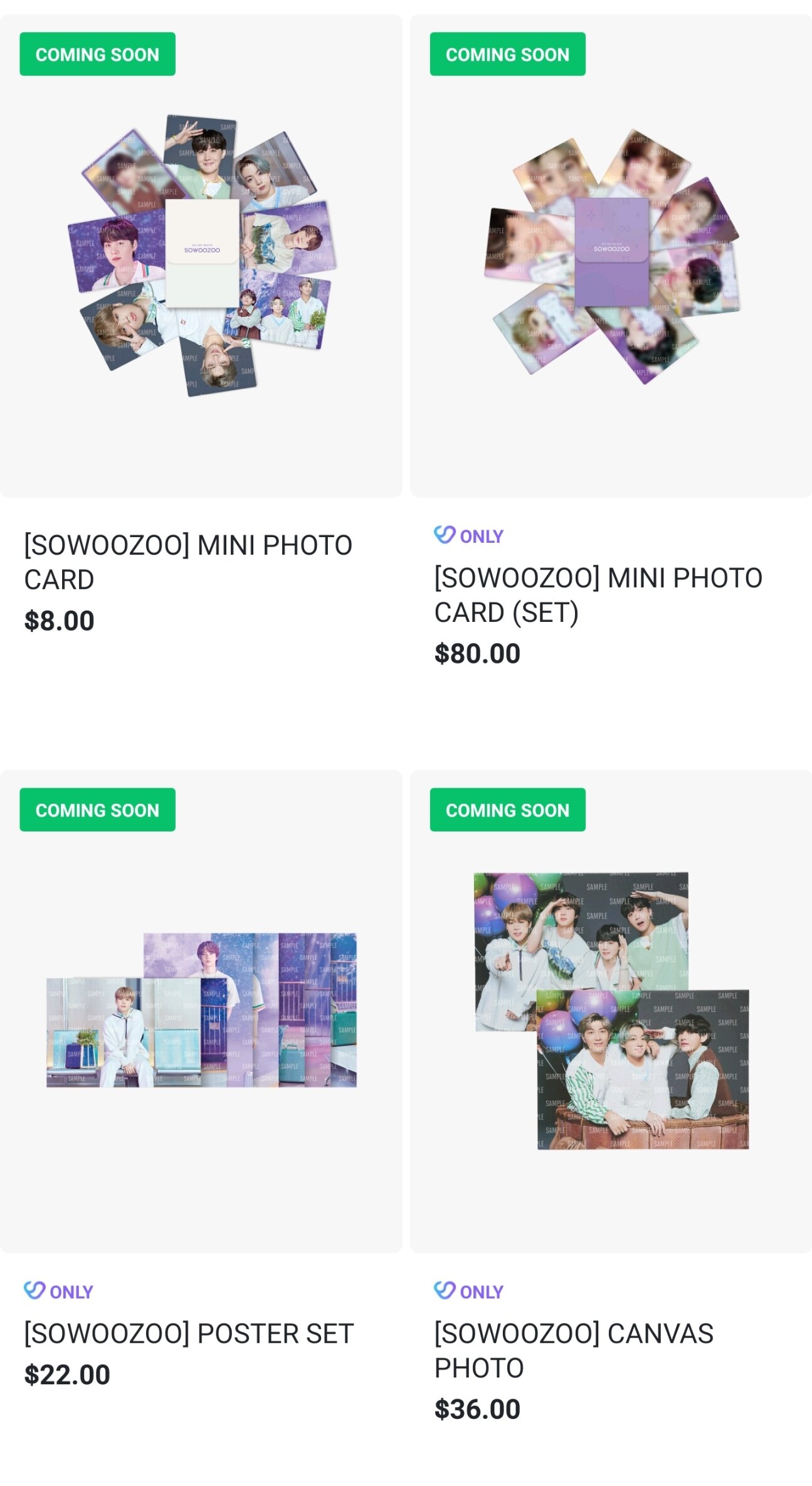 SOWOOZOO mini photo card, set, poster set, canvas photo
