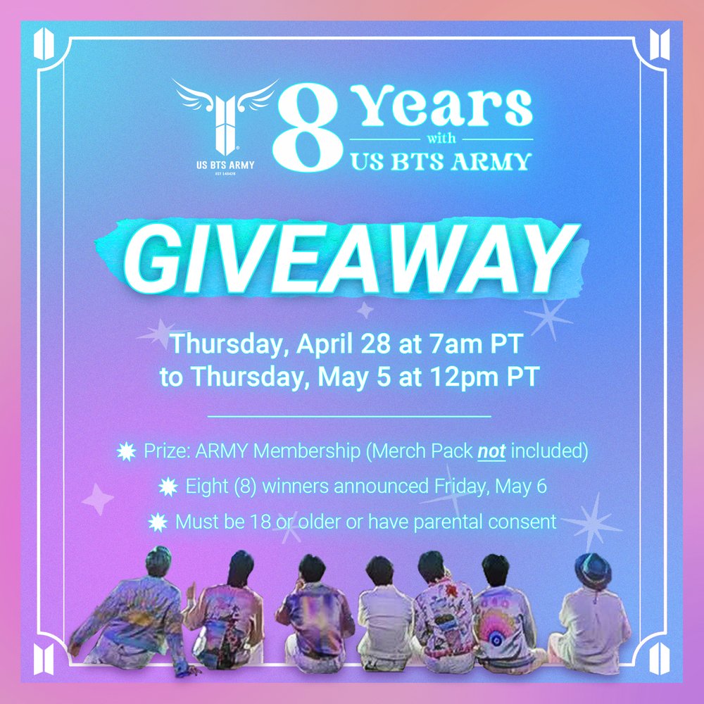  US BTS ARMY 8 Year Anniversary Giveaway 