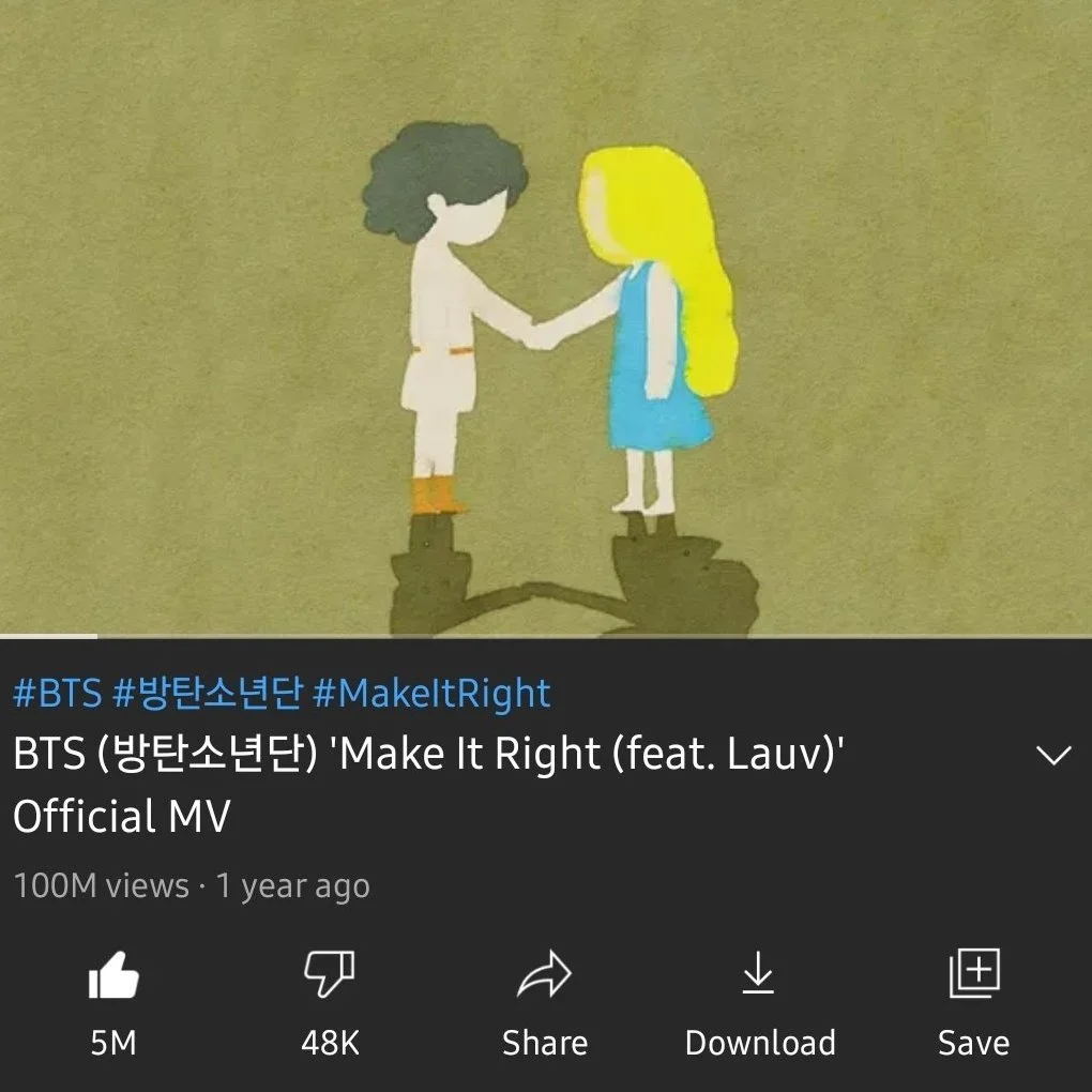 "Make it Right (feat. Lauv)" MV Surpasses 100 Million Views