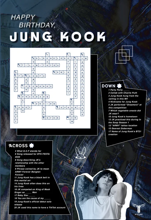 FANBASE EVENT Jung Kook Crossword Puzzle Event US BTS ARMY FANBASE EVENT Jung Kook Crossword Puzzle Event US BTS ARMY