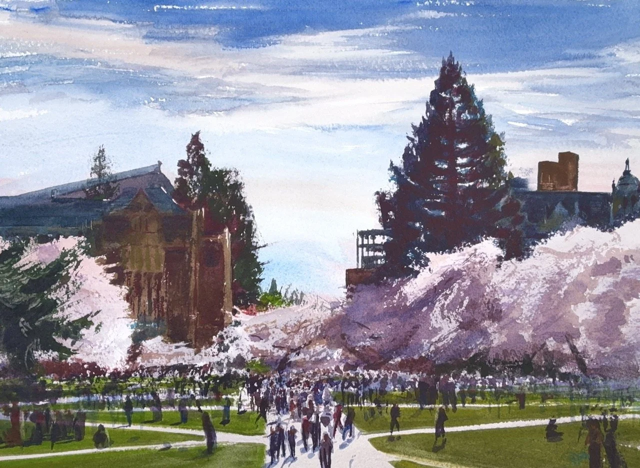 Plein Air, 3:15-6:15pm, Top of Steps 2 of 4, UW Cherry Blossoms, 3.27-4.6.26