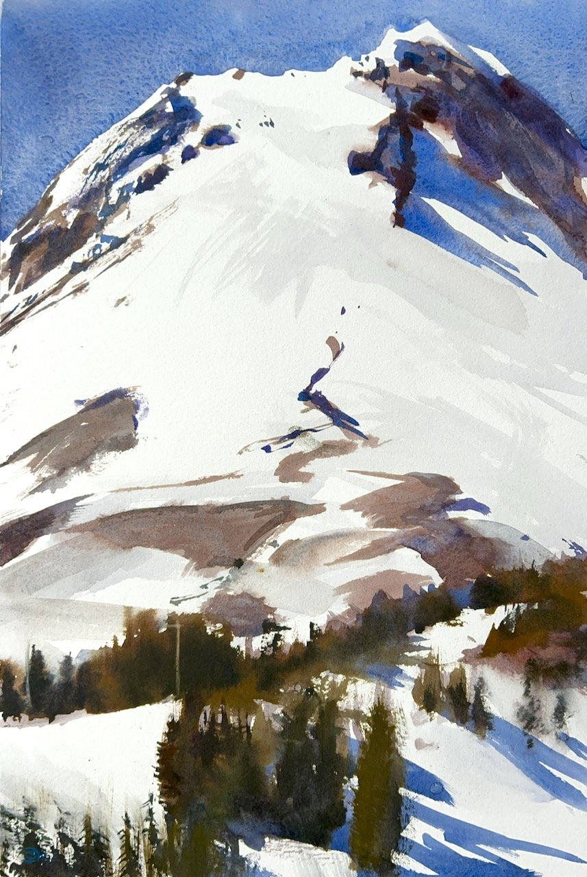 Plein Air, 3:55-4:25pm, Mt Hood from Mt Hood Meadows Parking Lot, 4.21.25