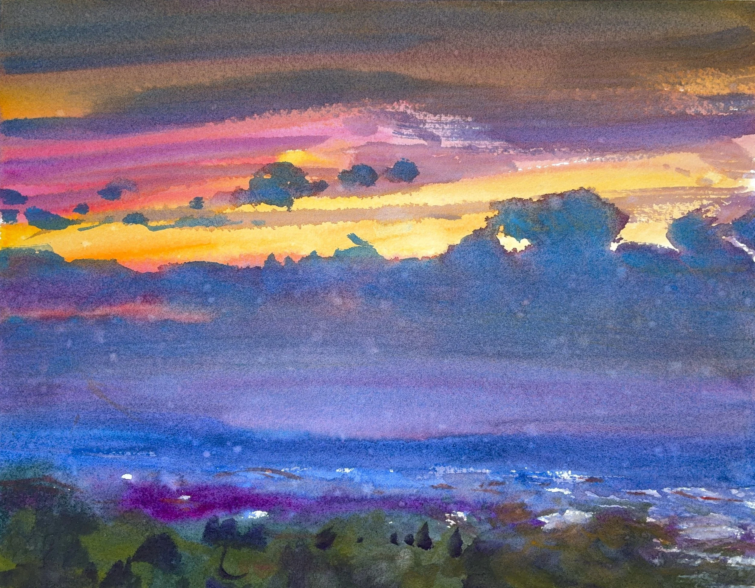 Plein Air, 8-9:30pm, Rain and Sunset on Peet’s Hill, 5 of 6, 7.22.26