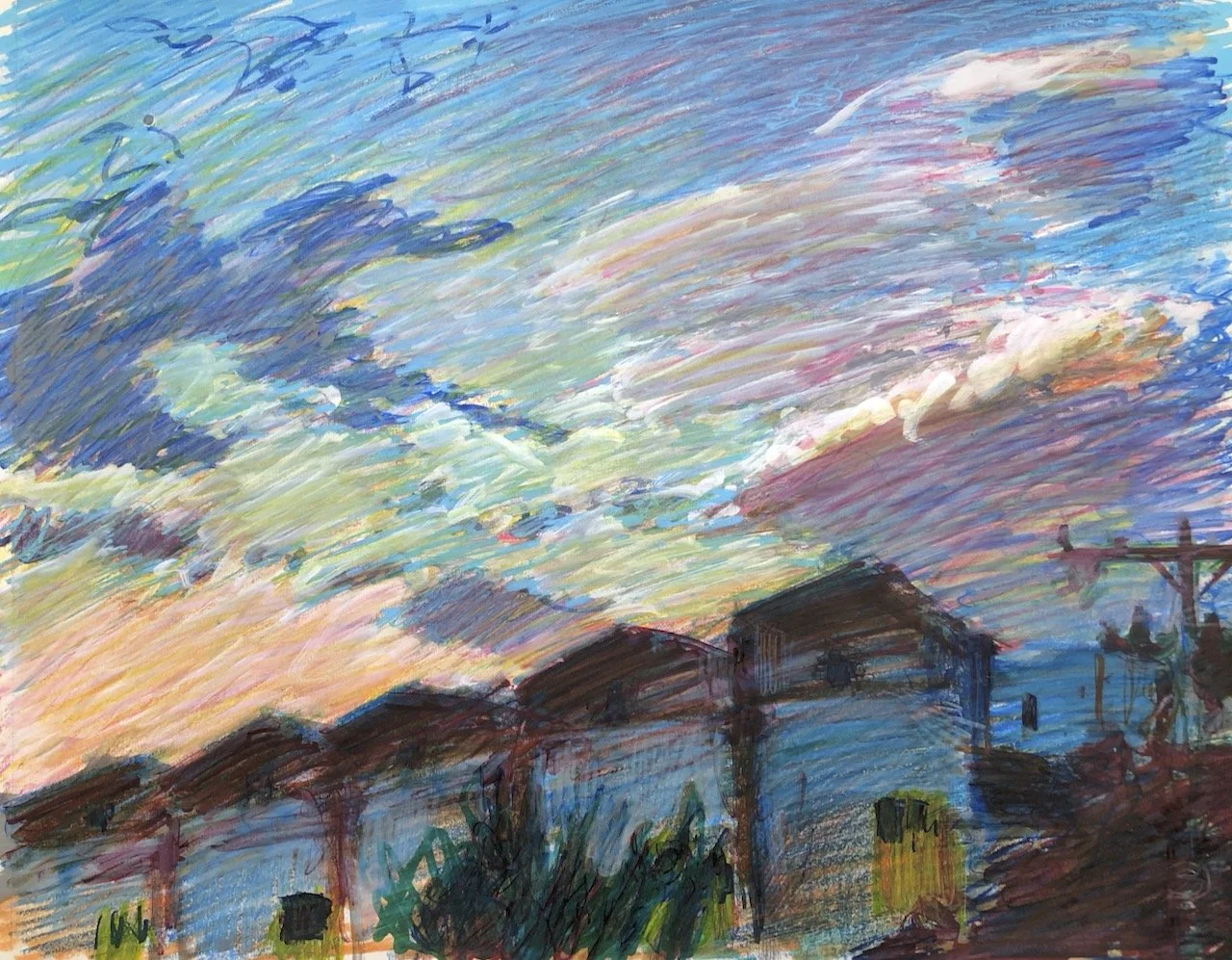 Plein Air, Summer sunset clouds, over 24th Ave S, 7.2.22