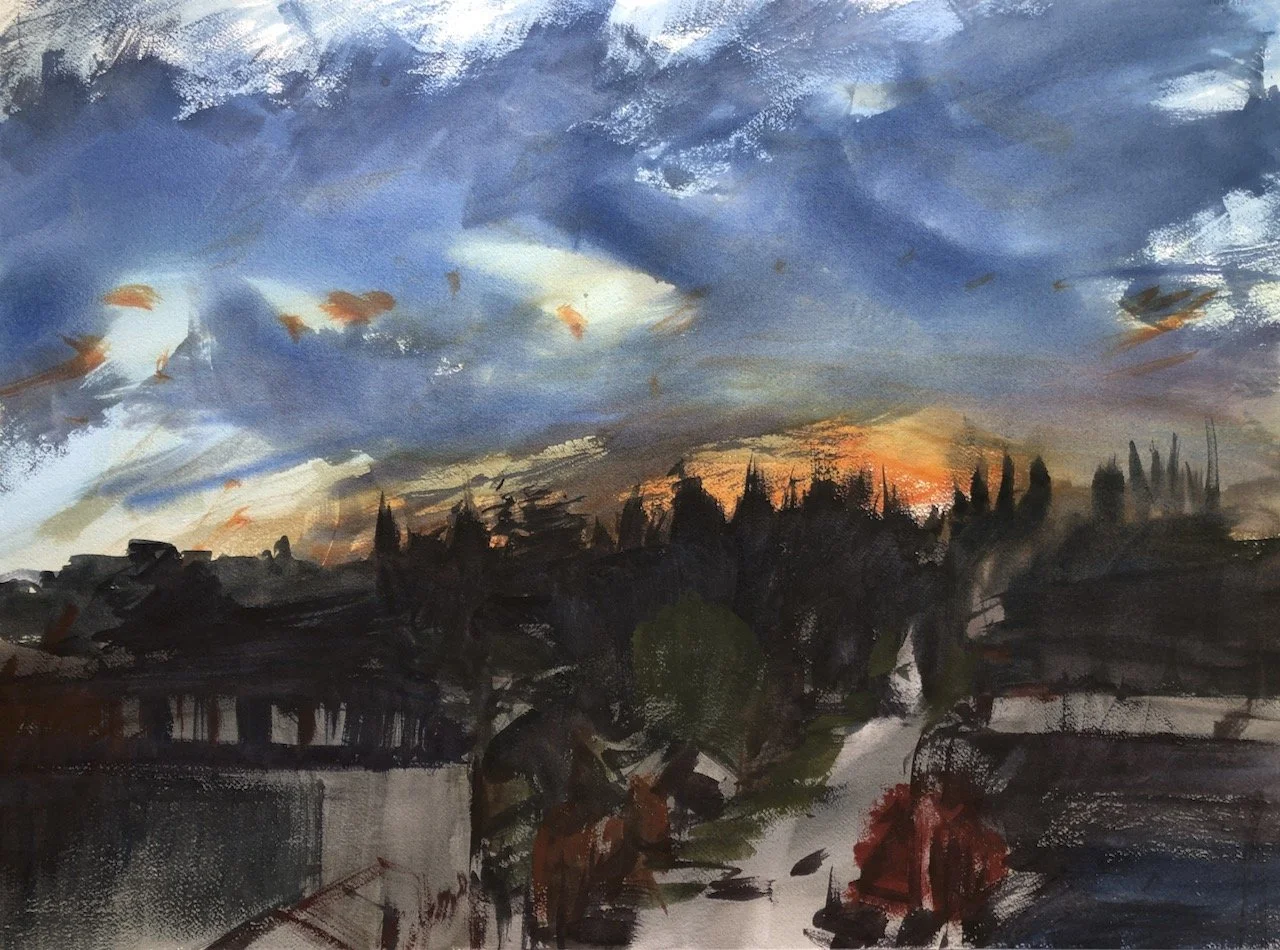 Plein Air, View and Clouds, 2400 South Hill, 3.28.22, Monday, Evening