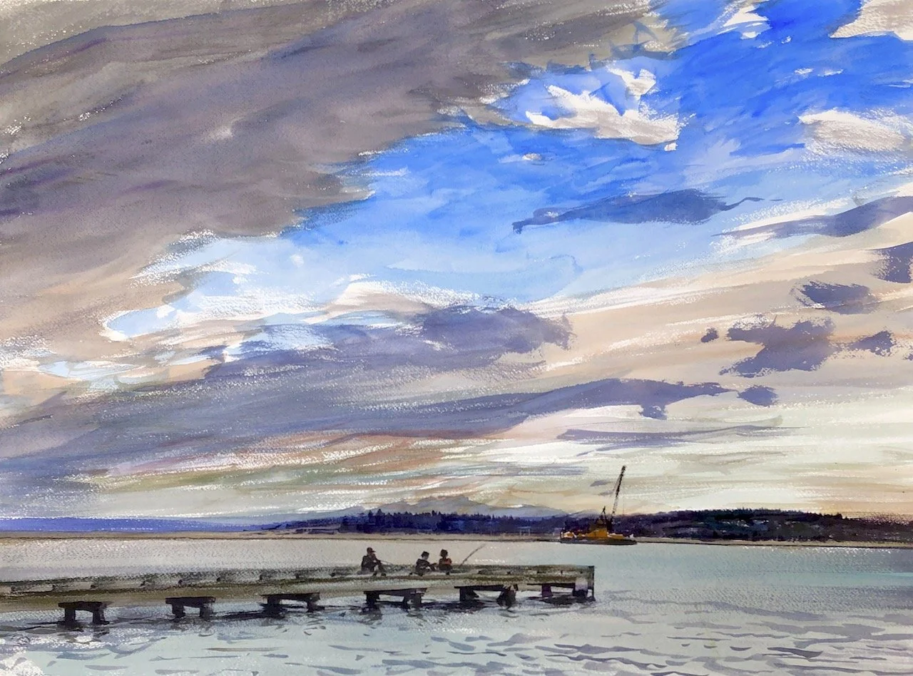 Plein Air, Fishing in the evening, 7.15.22, Friday, 7-8pm
