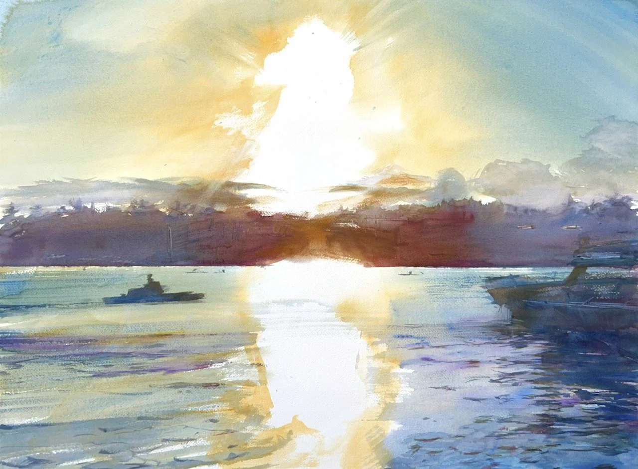 Plein Air, 7:00-7:45am, Sunrise on Westlake, 9.8.23