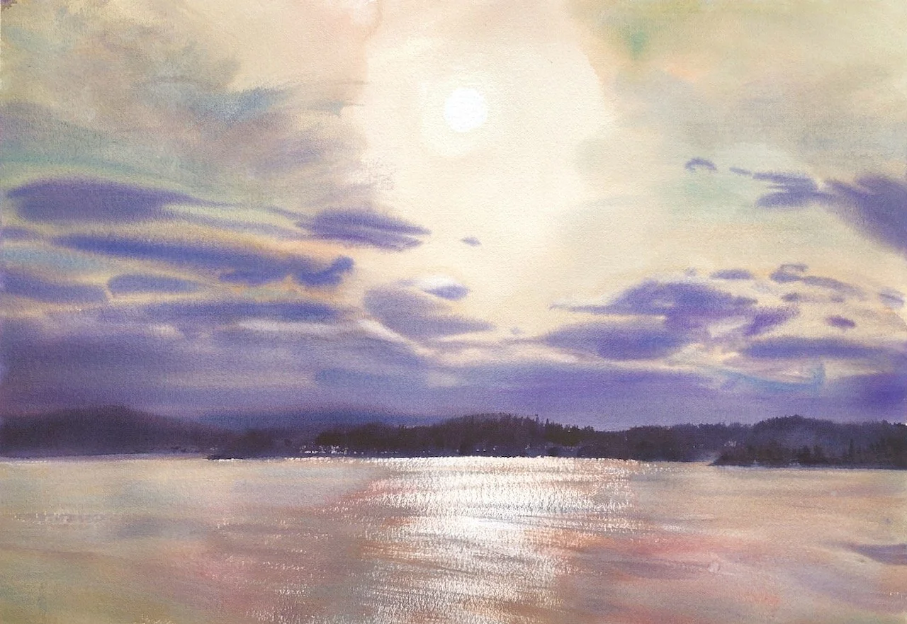 Plein Air, Bainbridge Island From Discovery Park in Seattle , WA, 3:20 - 4:20pm, 1.14.23