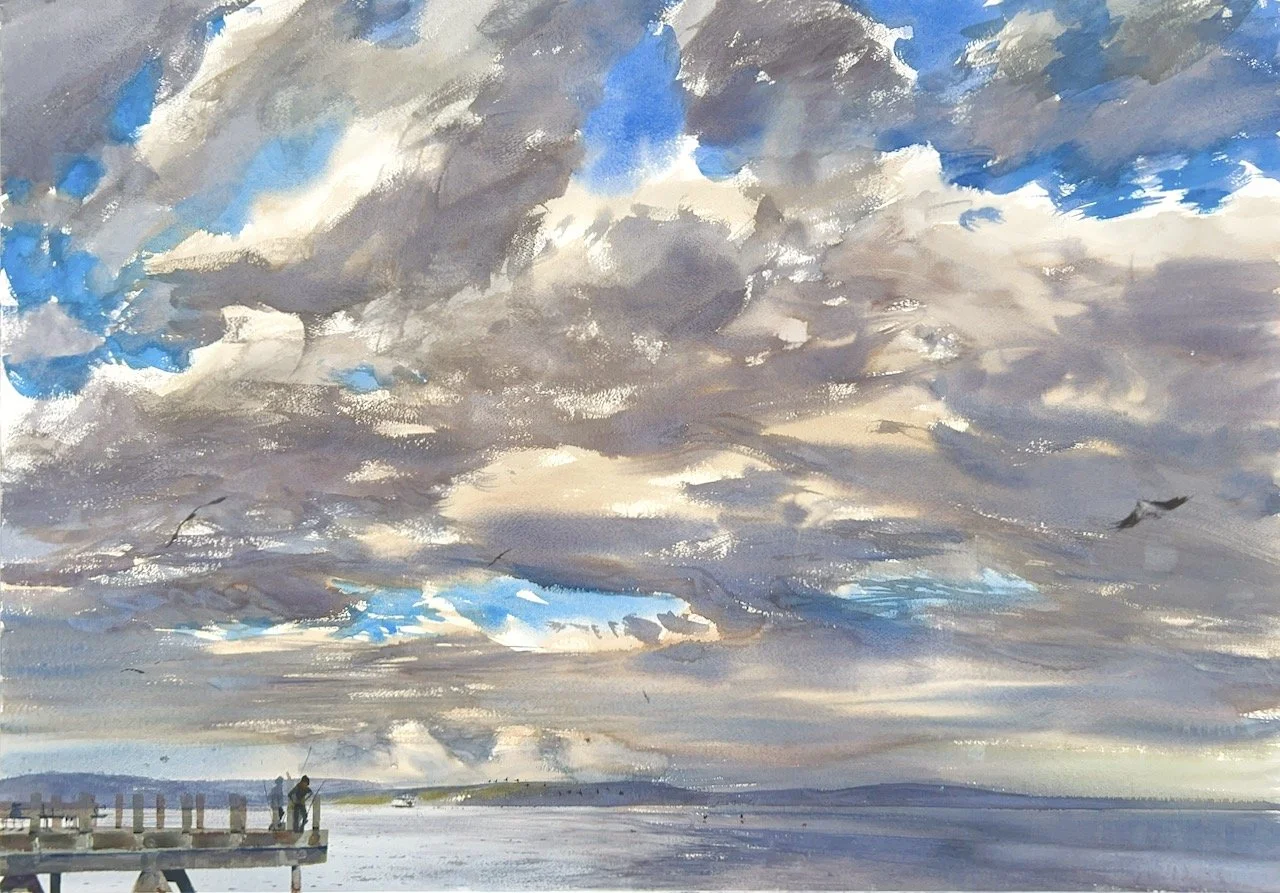 Plein Air, Clouds Alki, Osprey Fishing, 9-10:30am 9.18.23