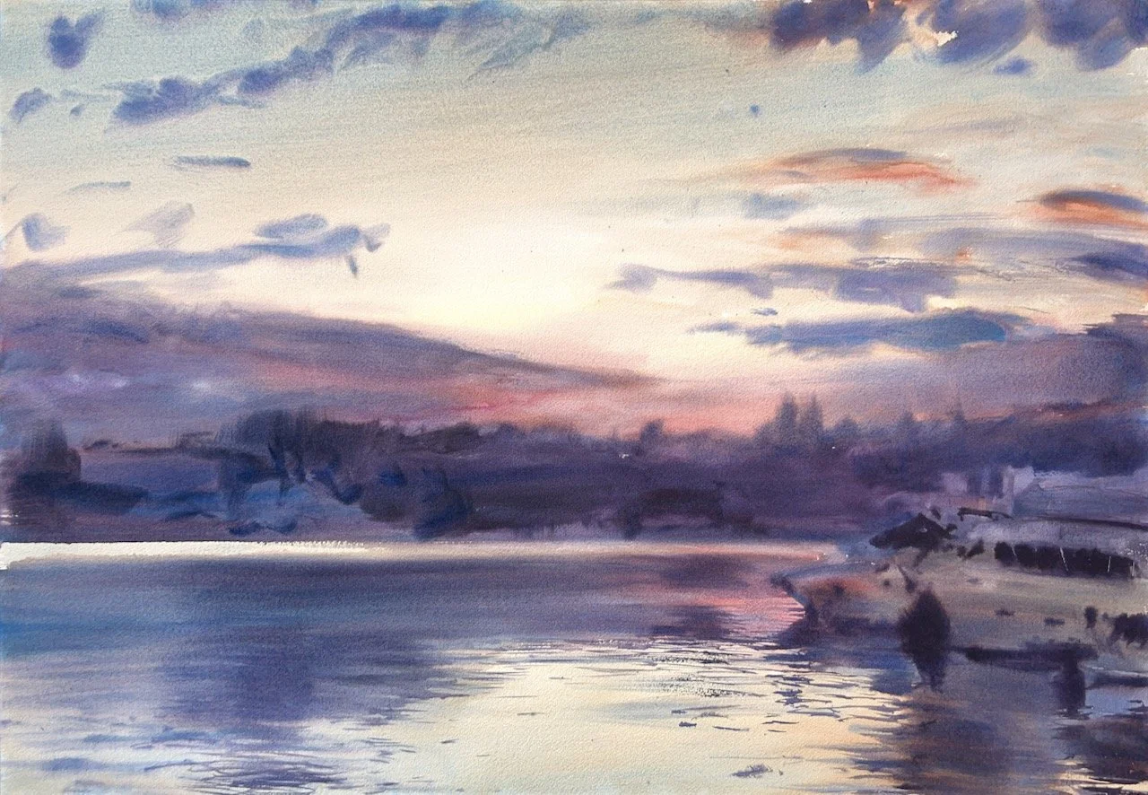 Plein Air, 7:30-8:10am Westlake, pre-sunrise glow, 10.26.23