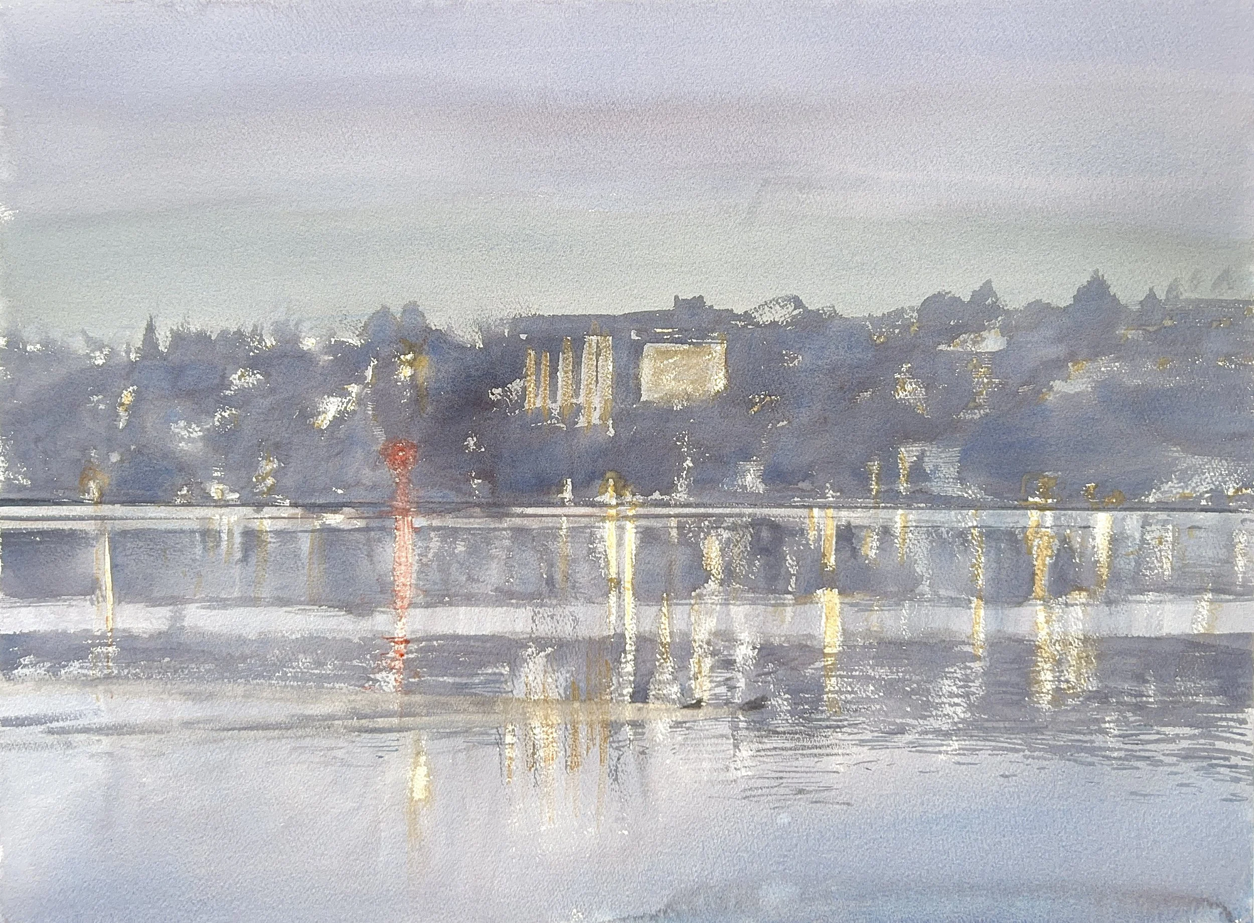 Plein Air, 7-7:40am, Heavy Fog on Lake Union, 11.28.23