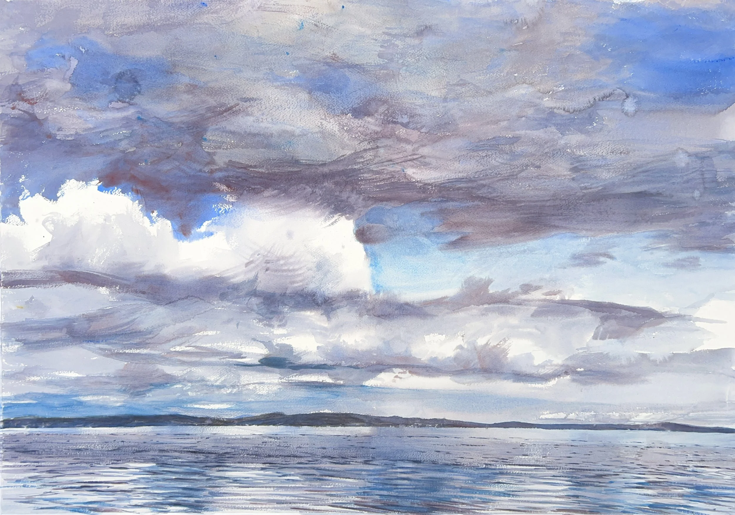 Plein Air, Clouds and Water from Alki, 8.10.23 10:30am-12:30pm