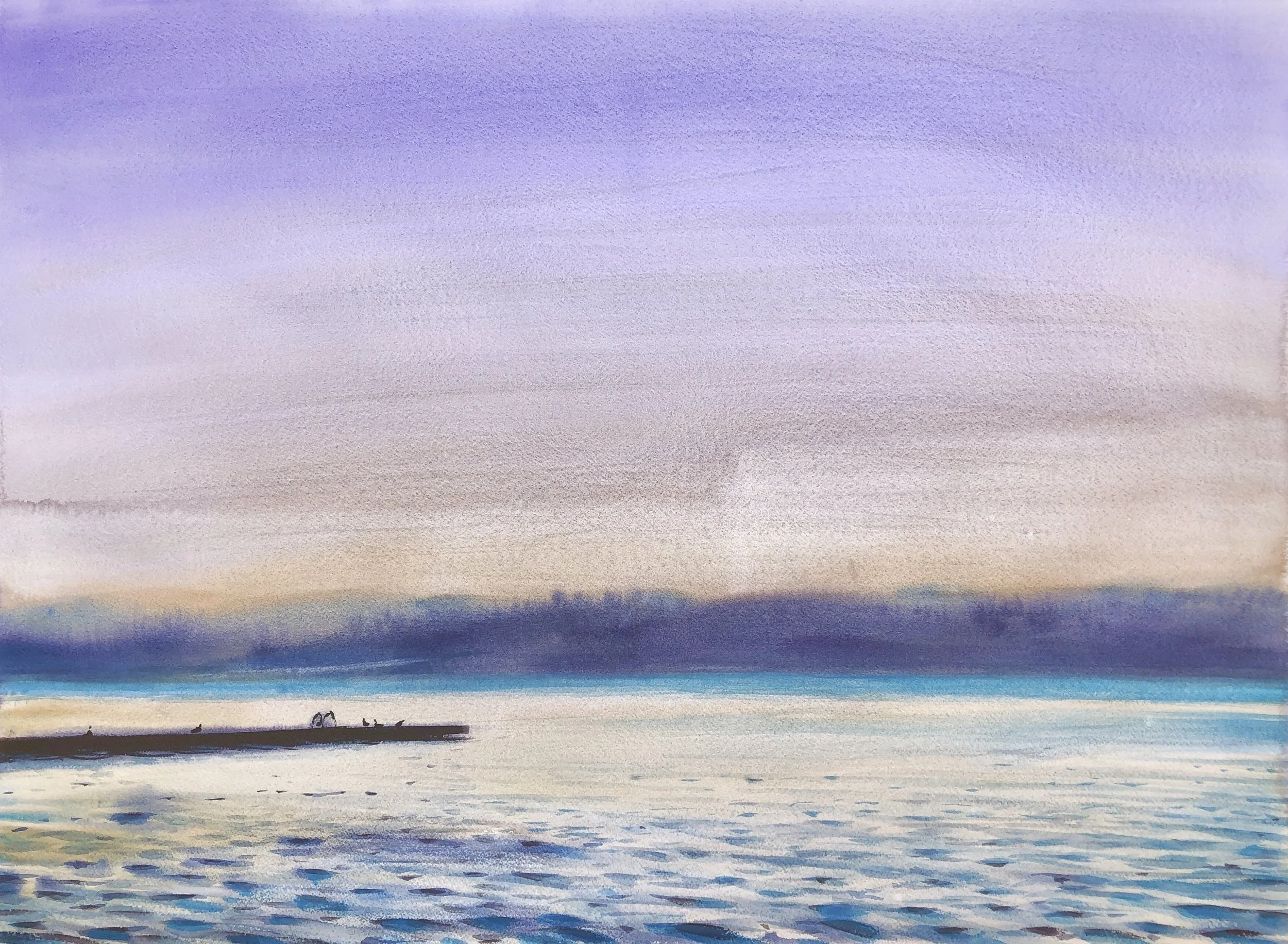 Plein Air at Madrona Beach, Pre-Sunrise, 5-6am, Looking East, Sunday 8.14.22