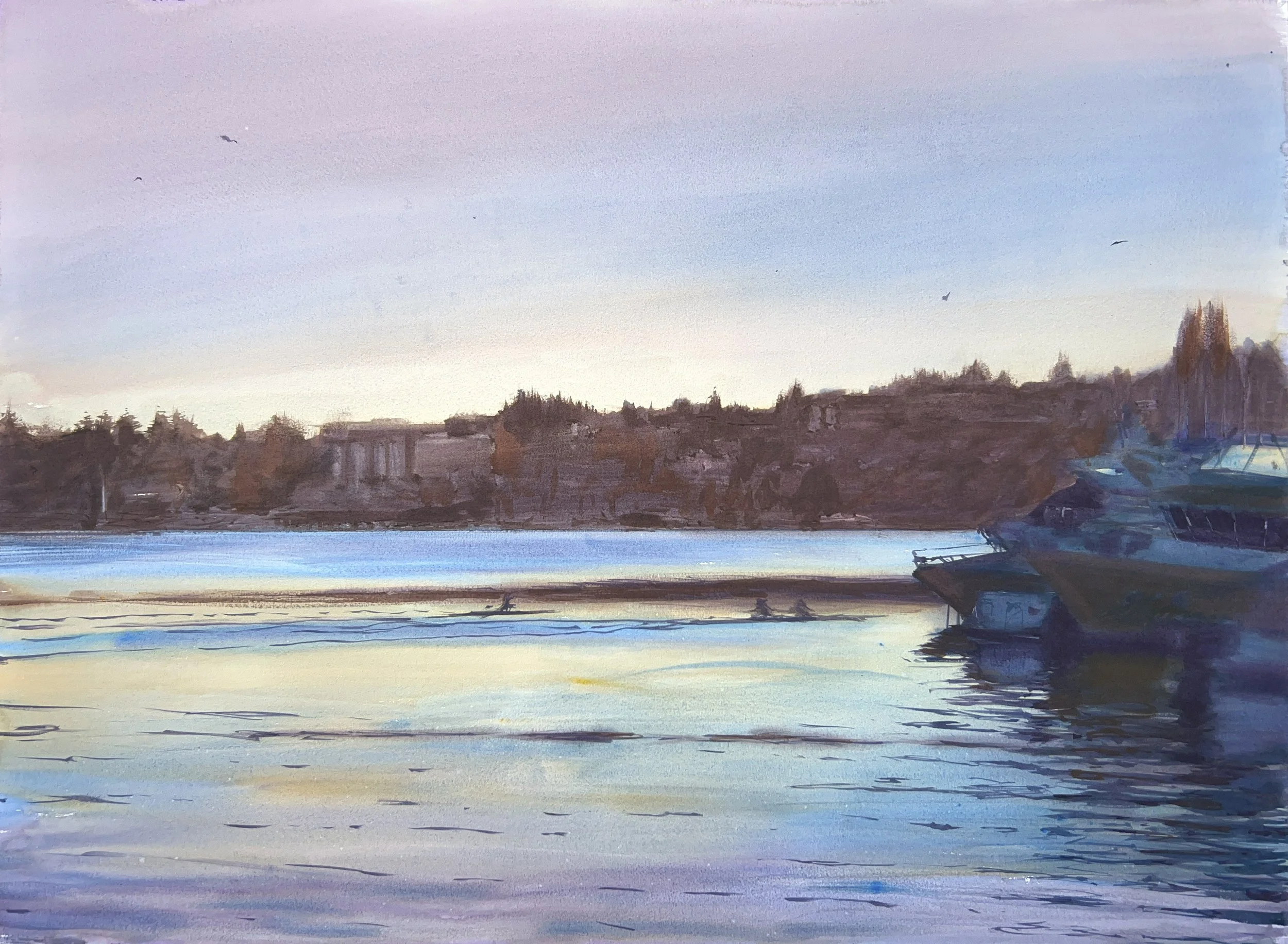 Plein Air, 7:30-8:10am, Westlake Pre and Post-Sunrise, 11.14.23