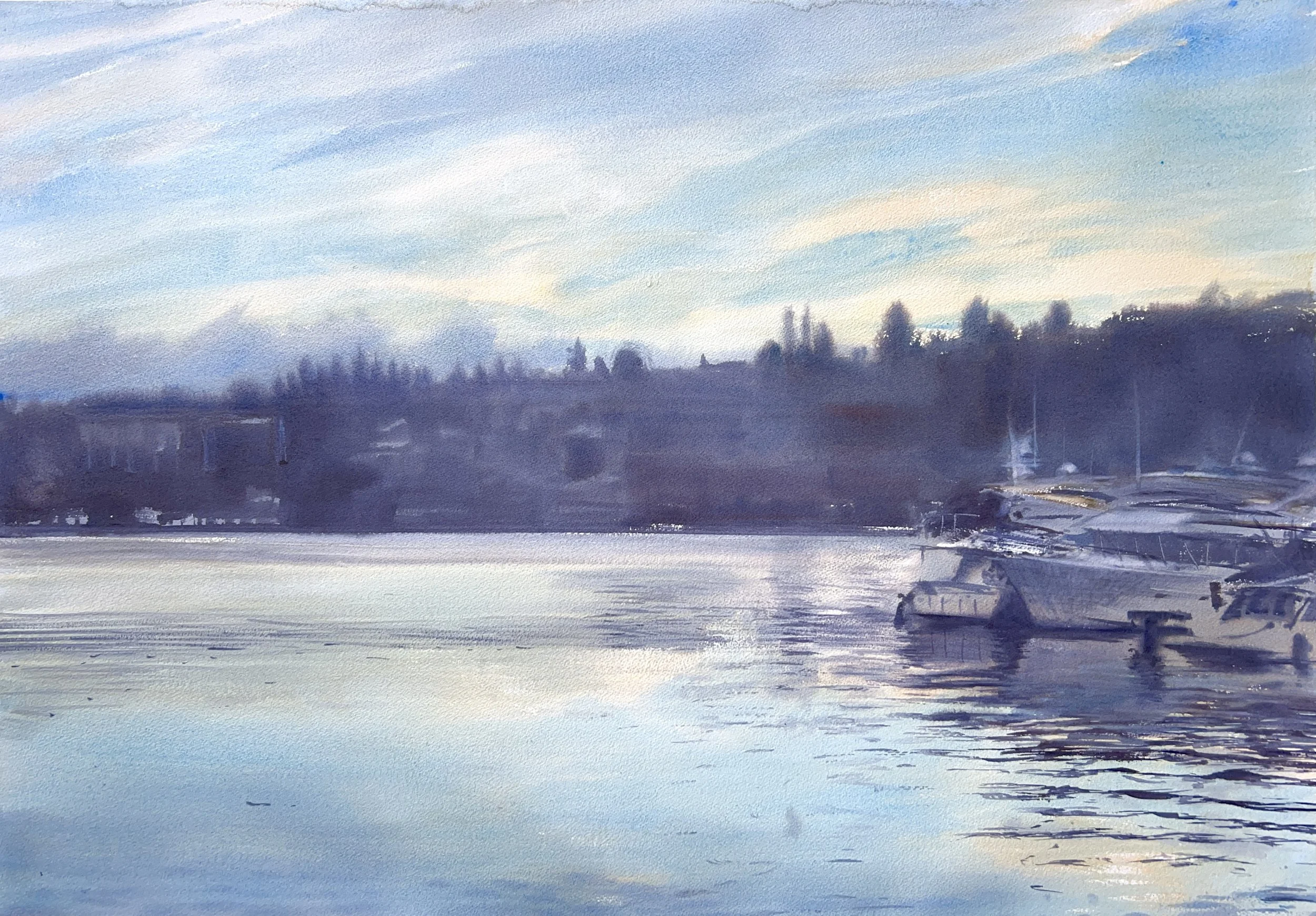 Plein Air, 7:30-8am, Westlake Pre-Sunrise, Foggy, 11.27.23
