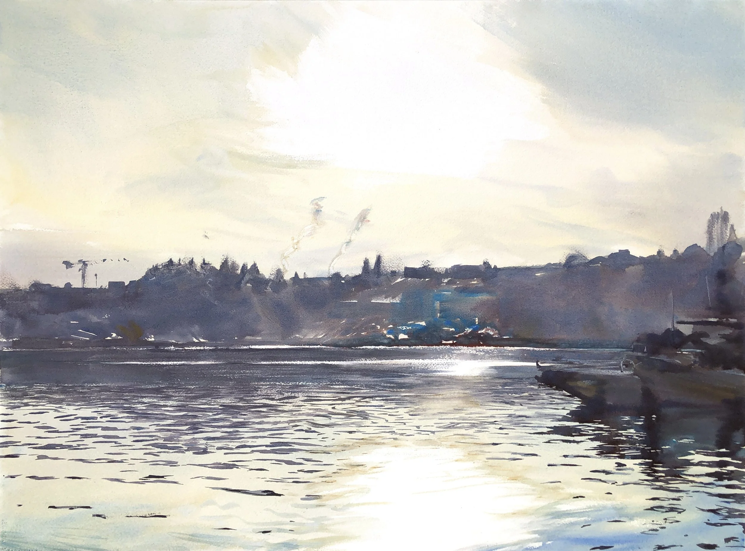 Plein Air, 8-9am, Lake Union from Westlake, 3.27.23