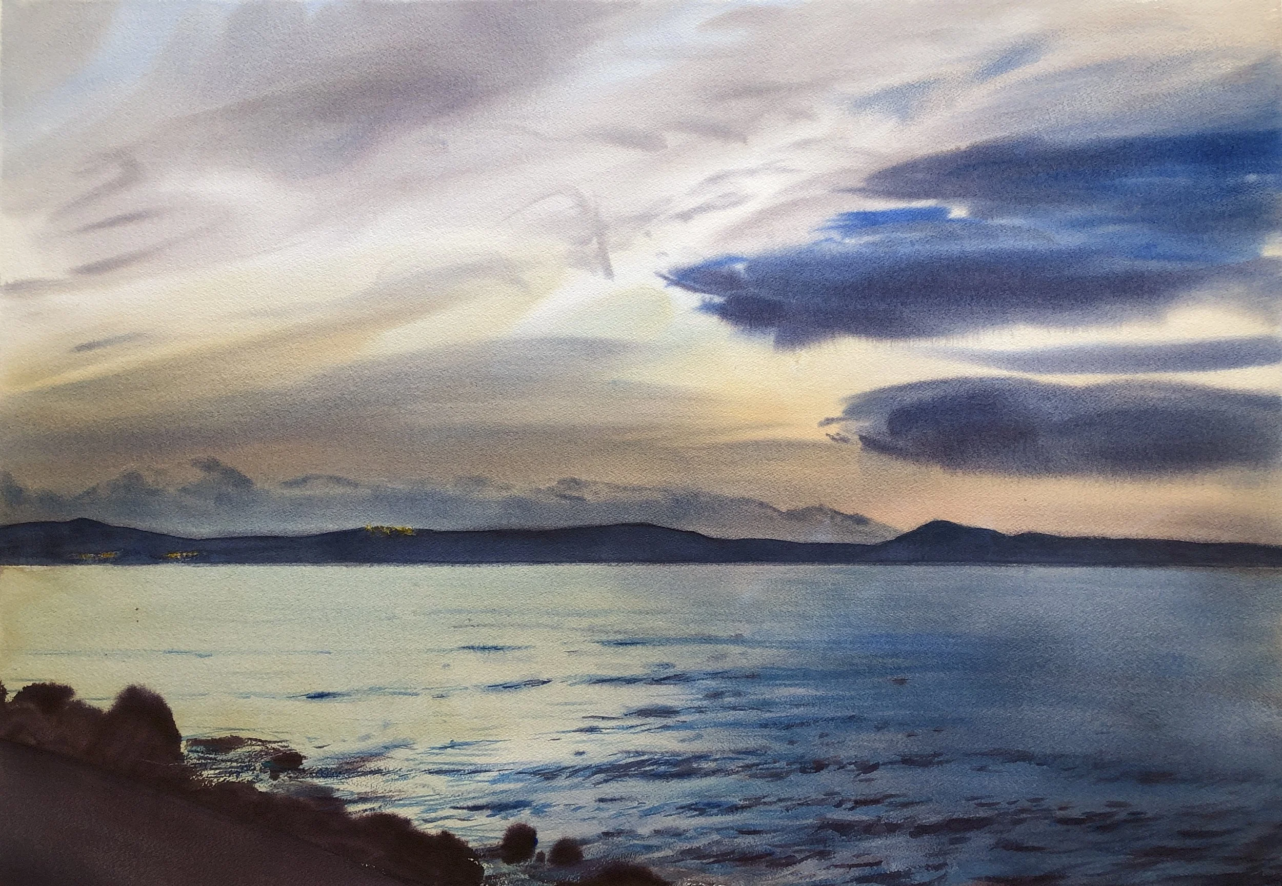 Plein Air, 5:15-6pm, Alki, 2.2.23, Thursday