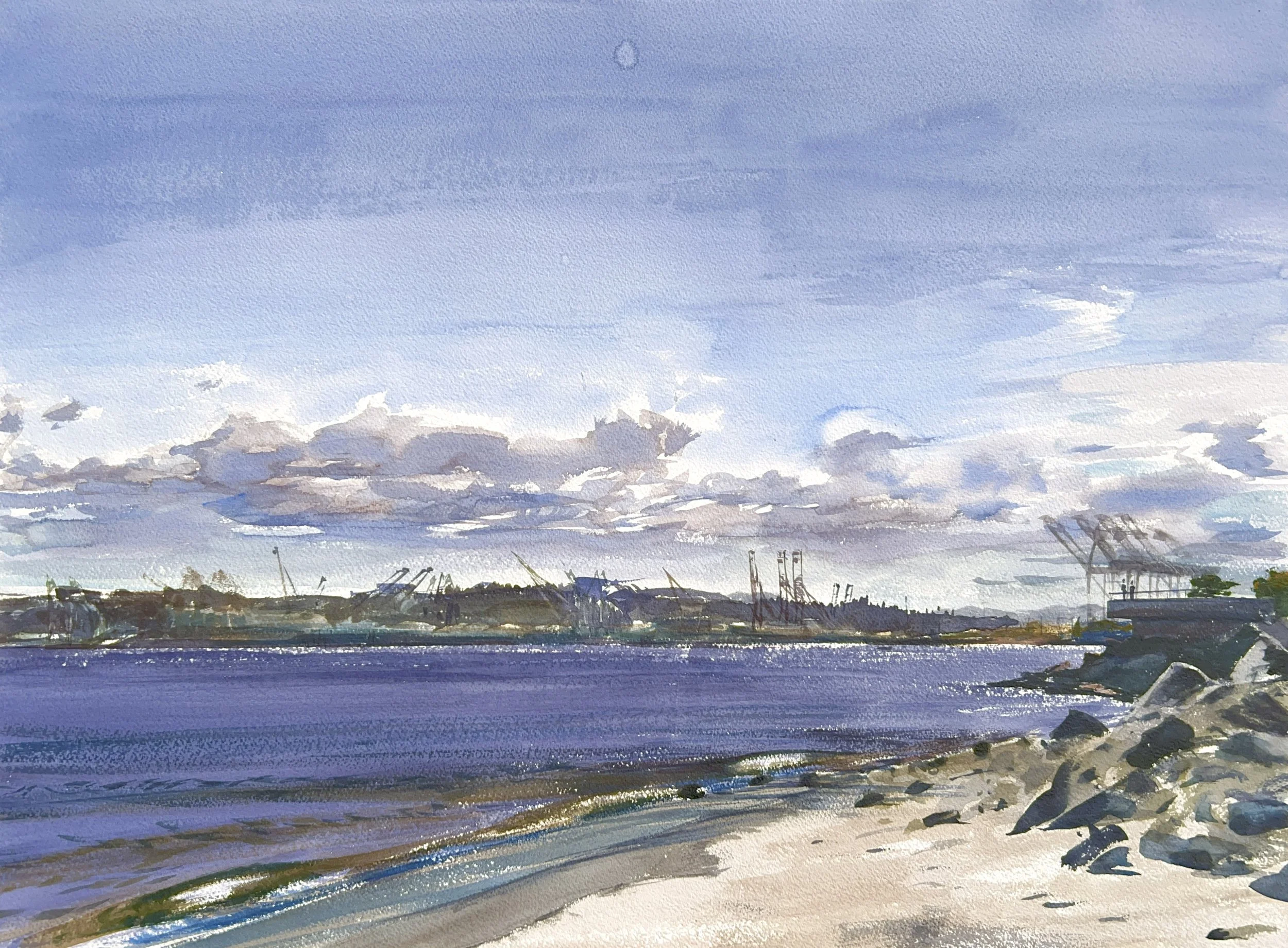 Plein Air, Looking SE from Alki, 11:30am-12:30, 8.11.23