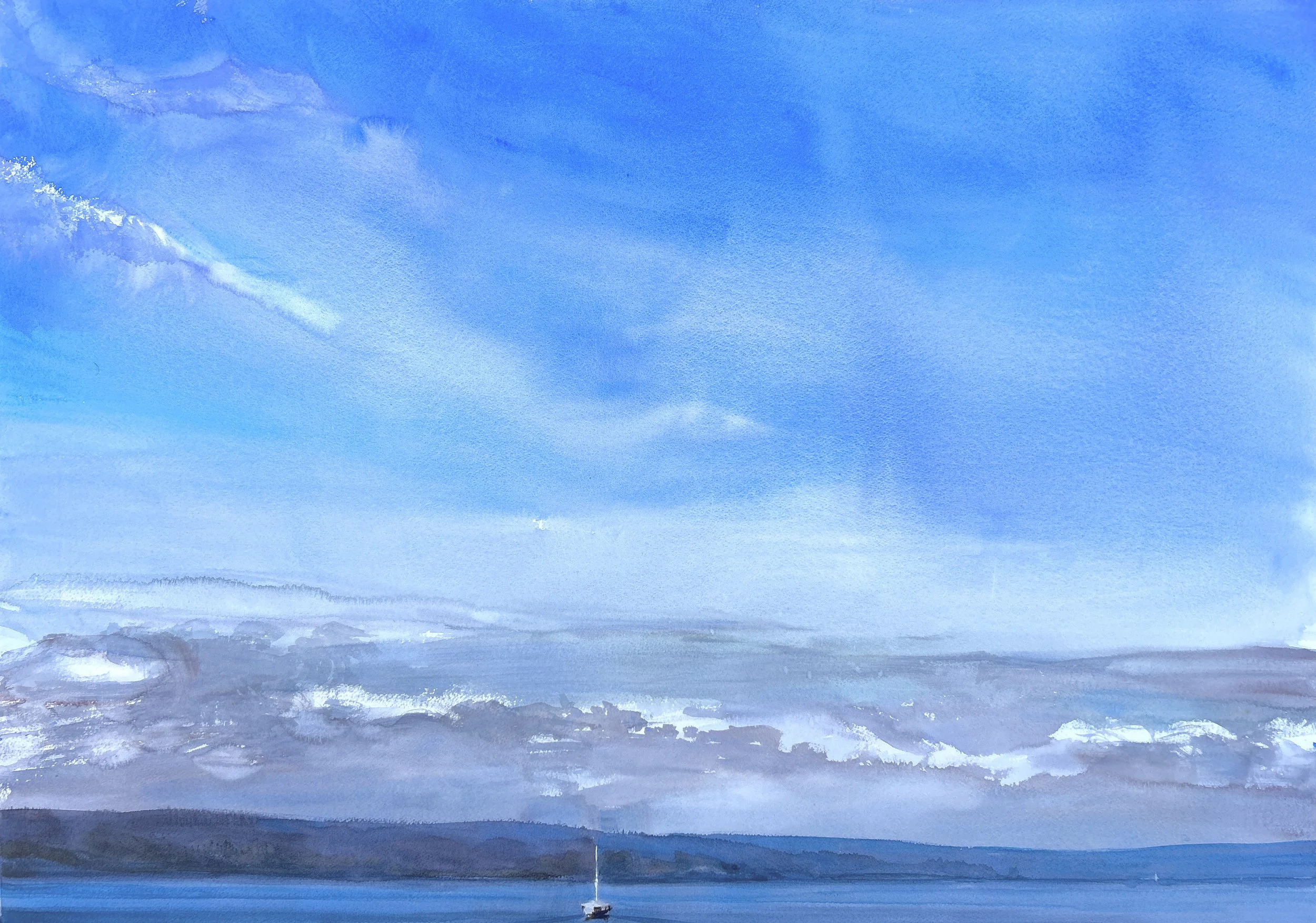 Plein Air, Sailboat from Jack Block Park, 1-2pm, 8.8.23