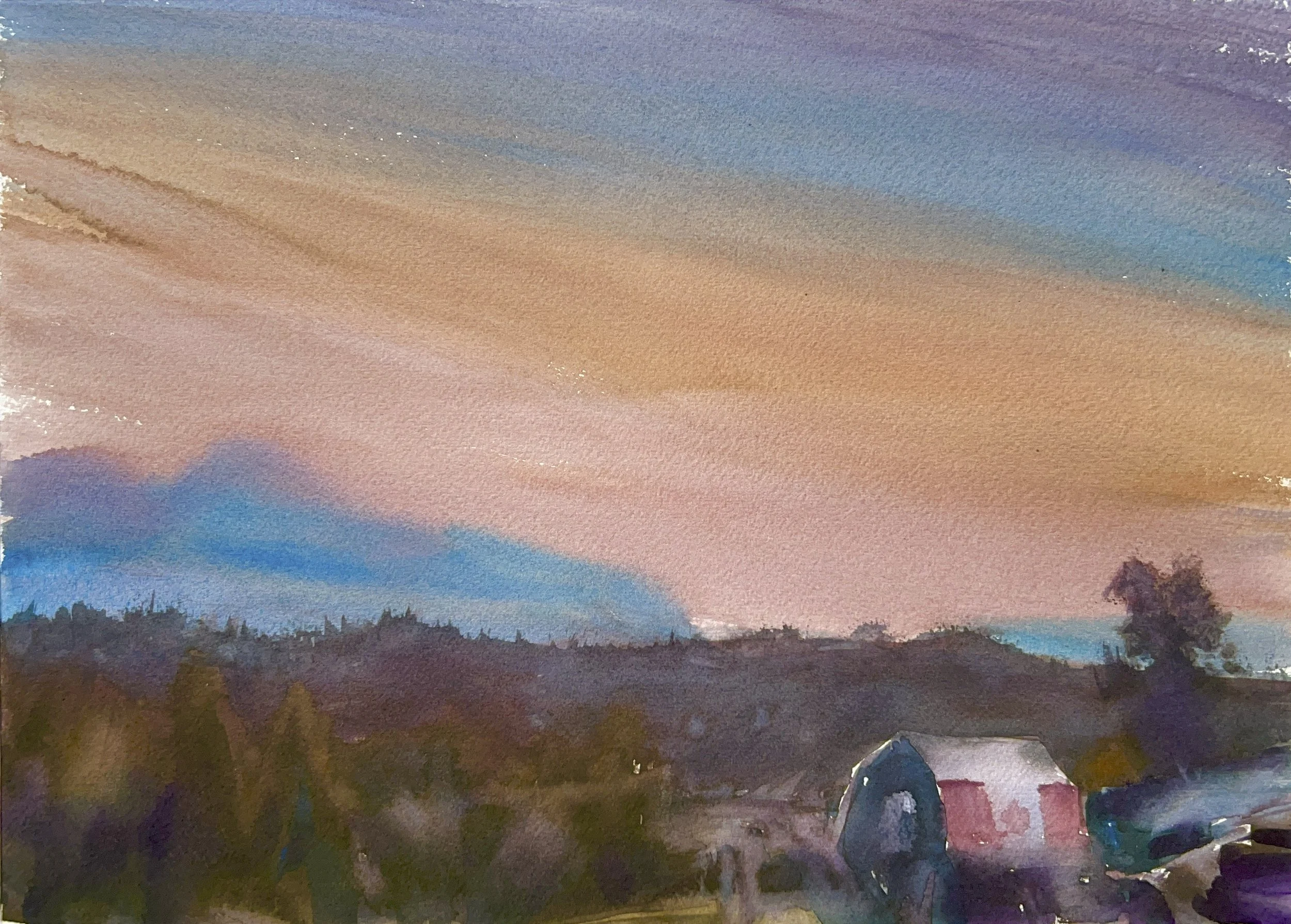 Plein Air, 8:30-9pm, Sunset in Golden, BC, 8.28.23