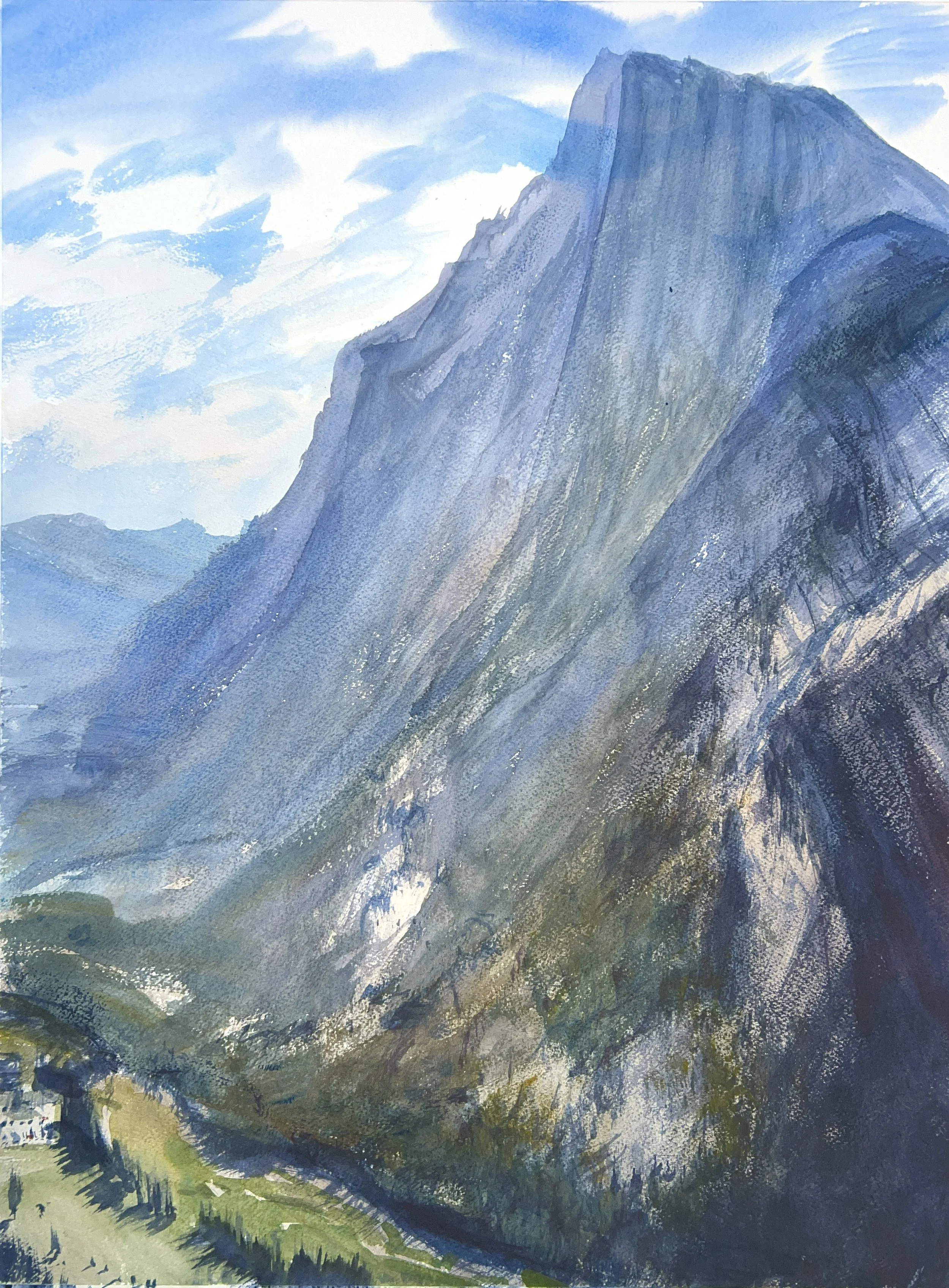 Plein Air, Mt Rundle and Golf Course, 11am-noon, Banff, 9.2.23