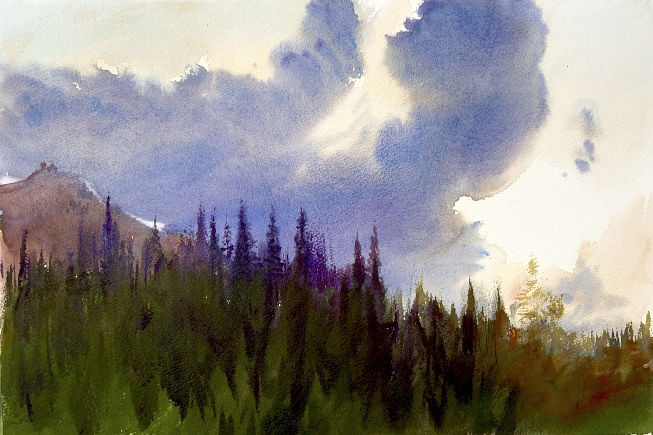 Plein Air, 7:50-8:15pm, Lone Peak Sunset, 24 of 24, Big Sky, MT, 6.27.25