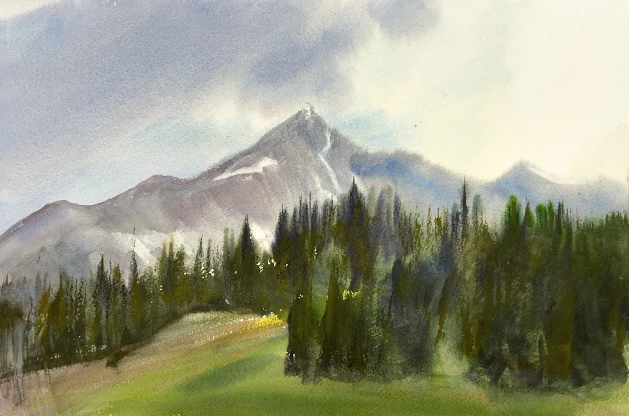 Plein Air, 7:15-7:45pm, Sunset on Lone Peak, 23 of 24, Big Sky, MT, 6.27.25