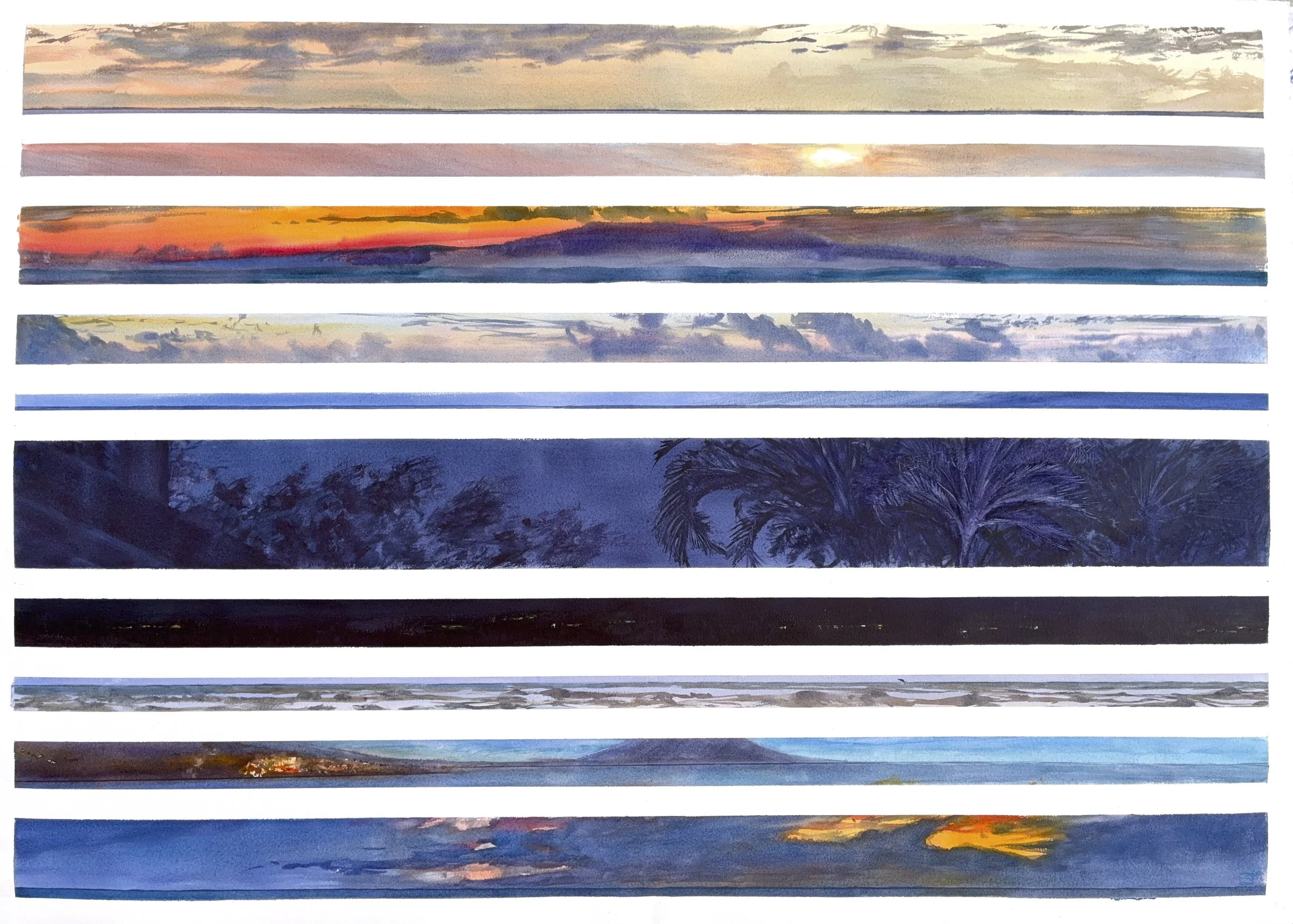 Plein Air, Maui Sunsets 3.8-17.26, Sunset Strips 1-10