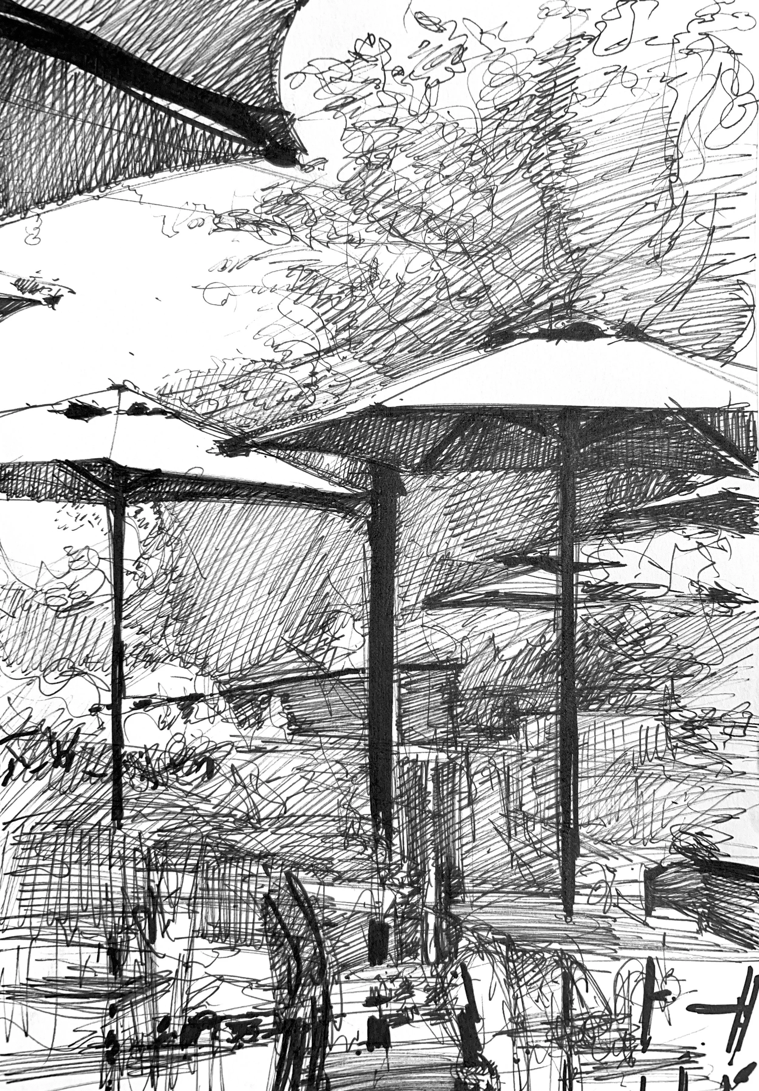 Plein Air, Lunch Umbrellas at St. Catharine’s, 7.25.24