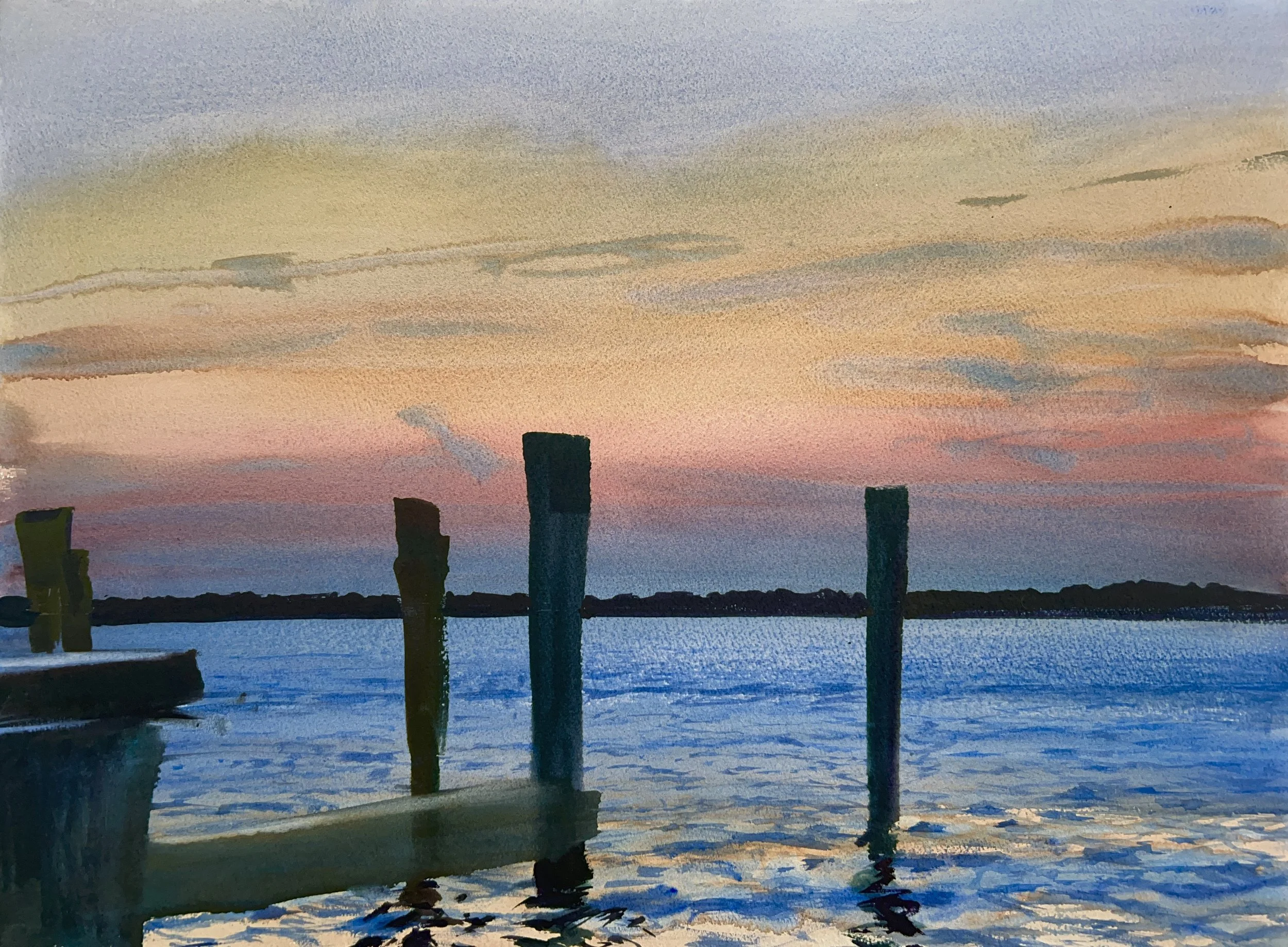 Plein Air, 8:30-9:20pm, After Sunset at Doc’s Sunset Grille, Oxford, 7.14.24