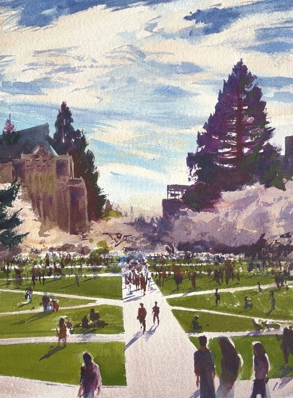 Plein Air, 3:15-6:15pm, Top of Steps 3 of 4, UW Cherry Blossoms, 3.27-4.6.26
