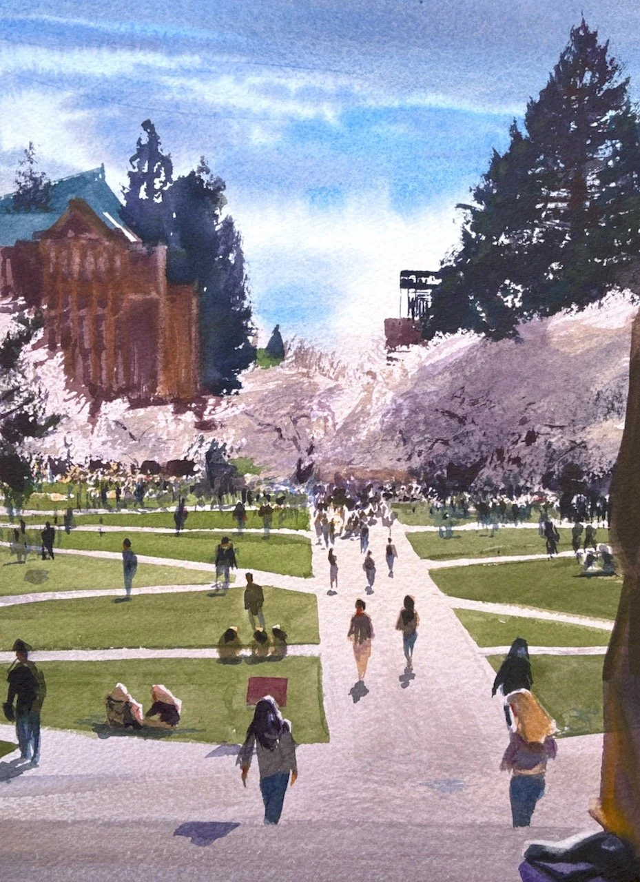 Plein Air, 3:15-6:15pm, Top of Steps 1 of 4, UW Cherry Blossoms, 3.27-4.6.26
