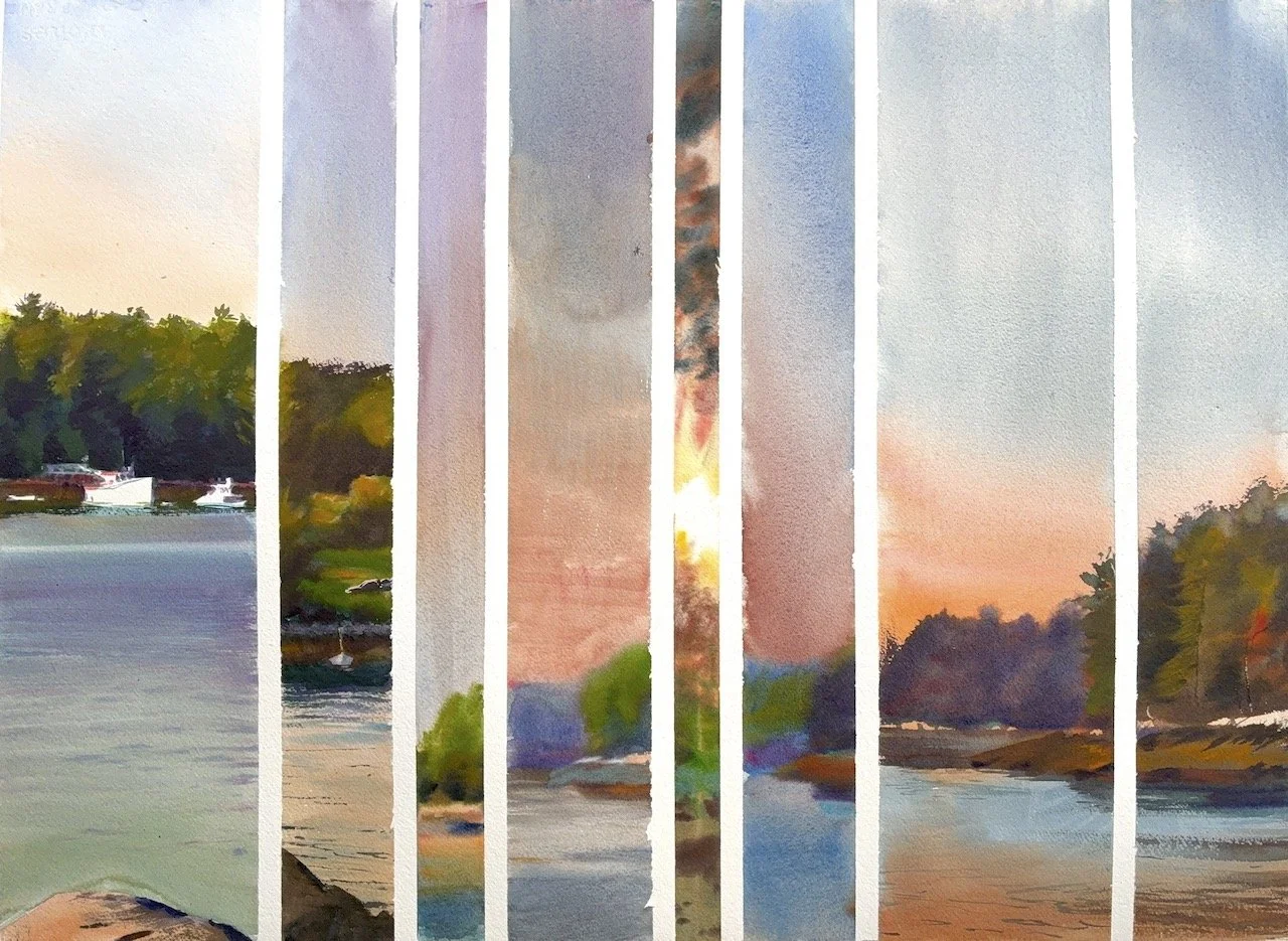 Plein Air, 6-8pm, 1-8 of 8, Hog Island Sunset, ME, 8.11.25